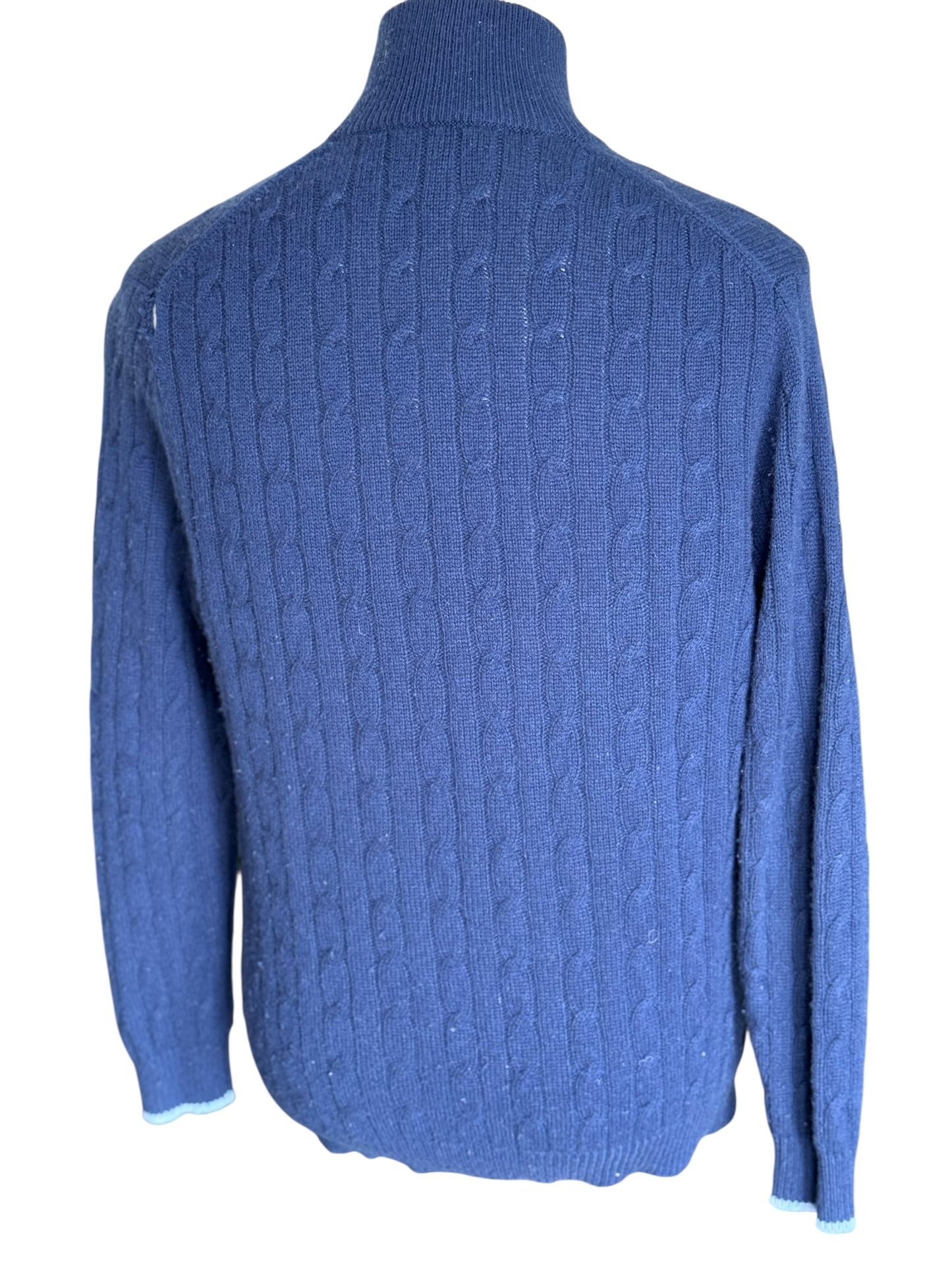 Men’s N. Peal Albemarle 1/4 Zip Organic Cashmere Jumper Navy Size Large SS19 RRP £395
