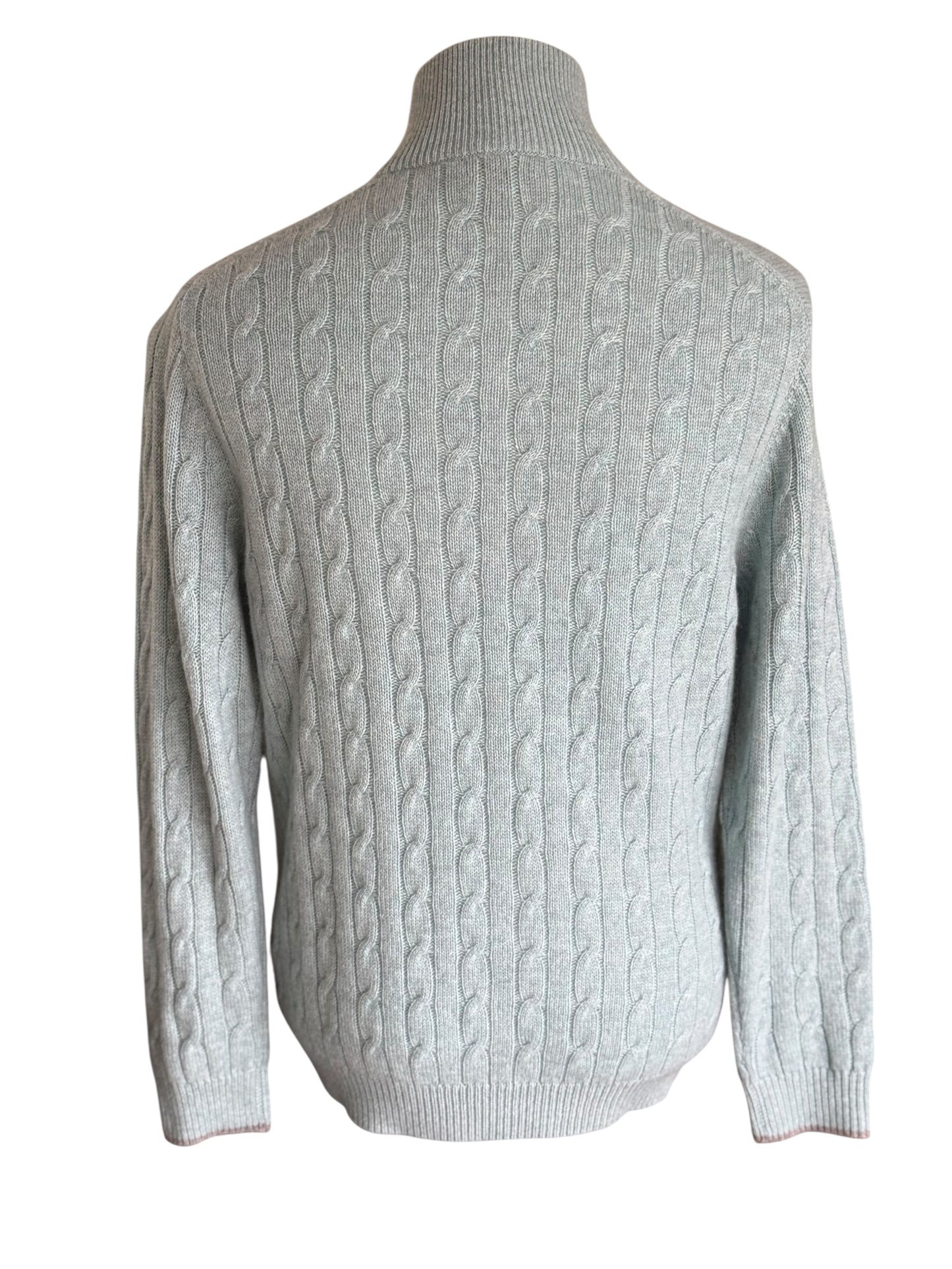 Men’s N. Peal Cable Knit 1/4 Zip Cashmere Jumper Size Large Turquoise RRP £395