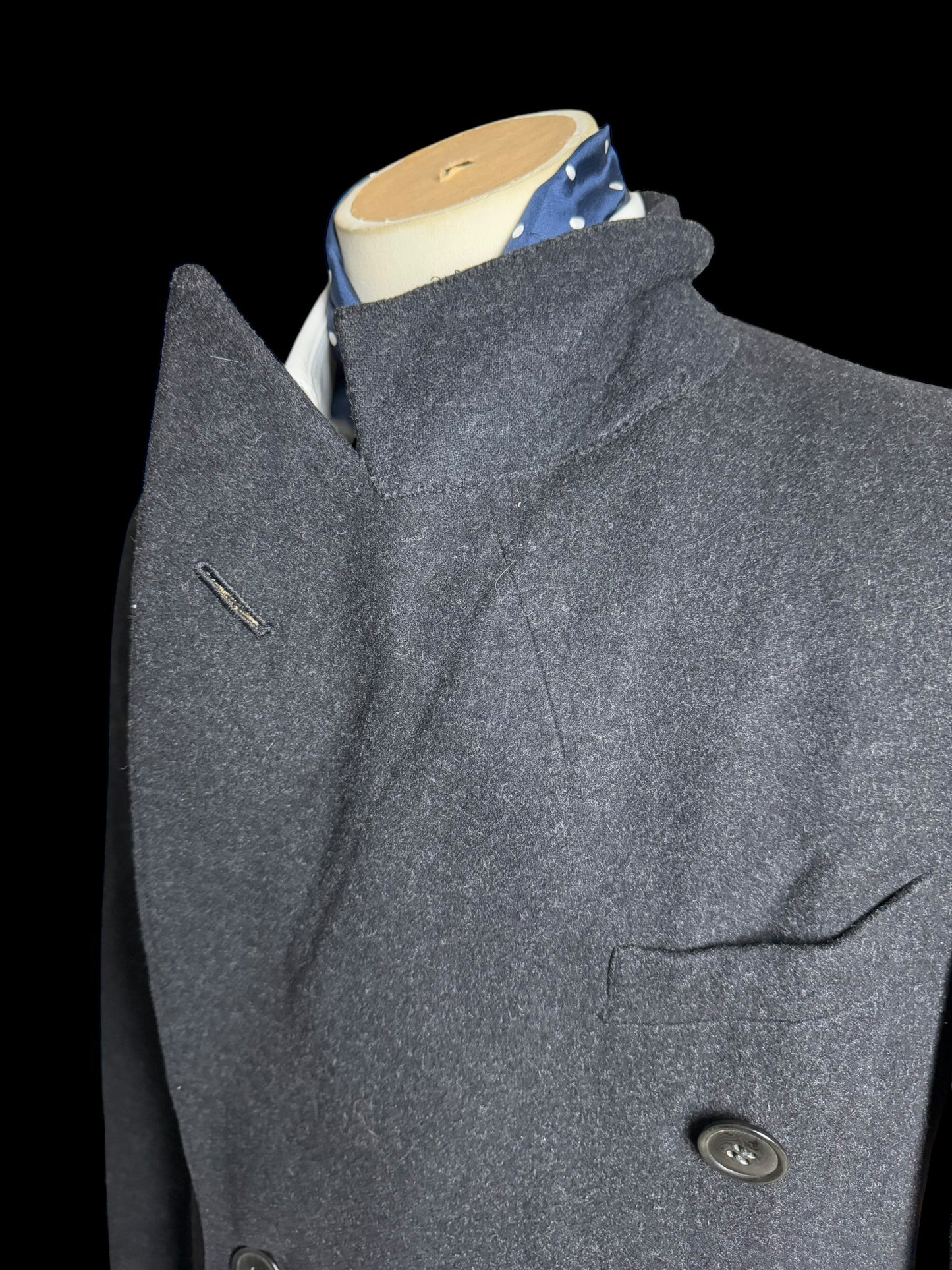 VTG Men’s Bespoke Double Breasted Overcoat 39/40” Grey