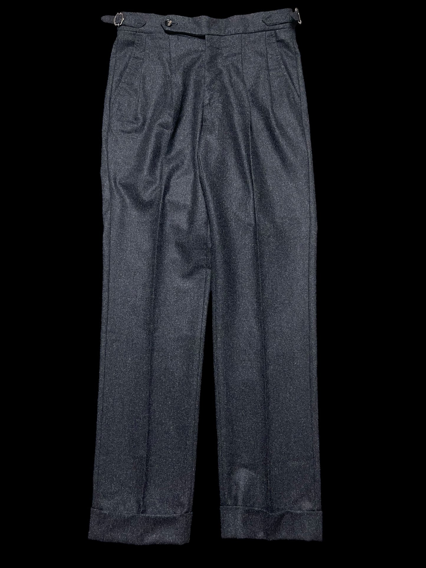 Natalino Grey Dual Pleated Woolen Flannel Trousers IT44 UK28” VBC RRP £180