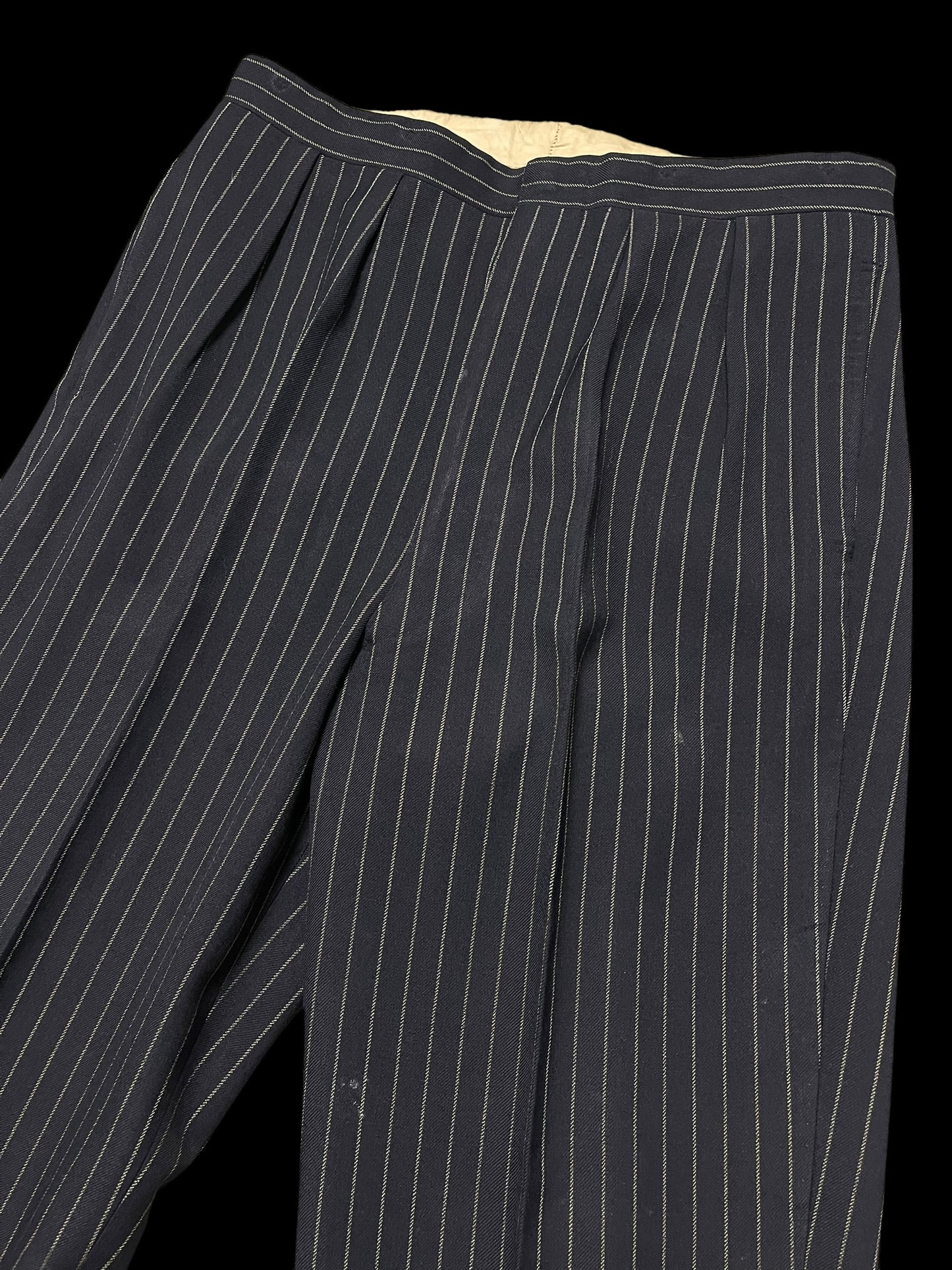 Bespoke Sandon & Co Savile Row 3pc Suit 40R / W34” Navy Chalkstripe 1960’s