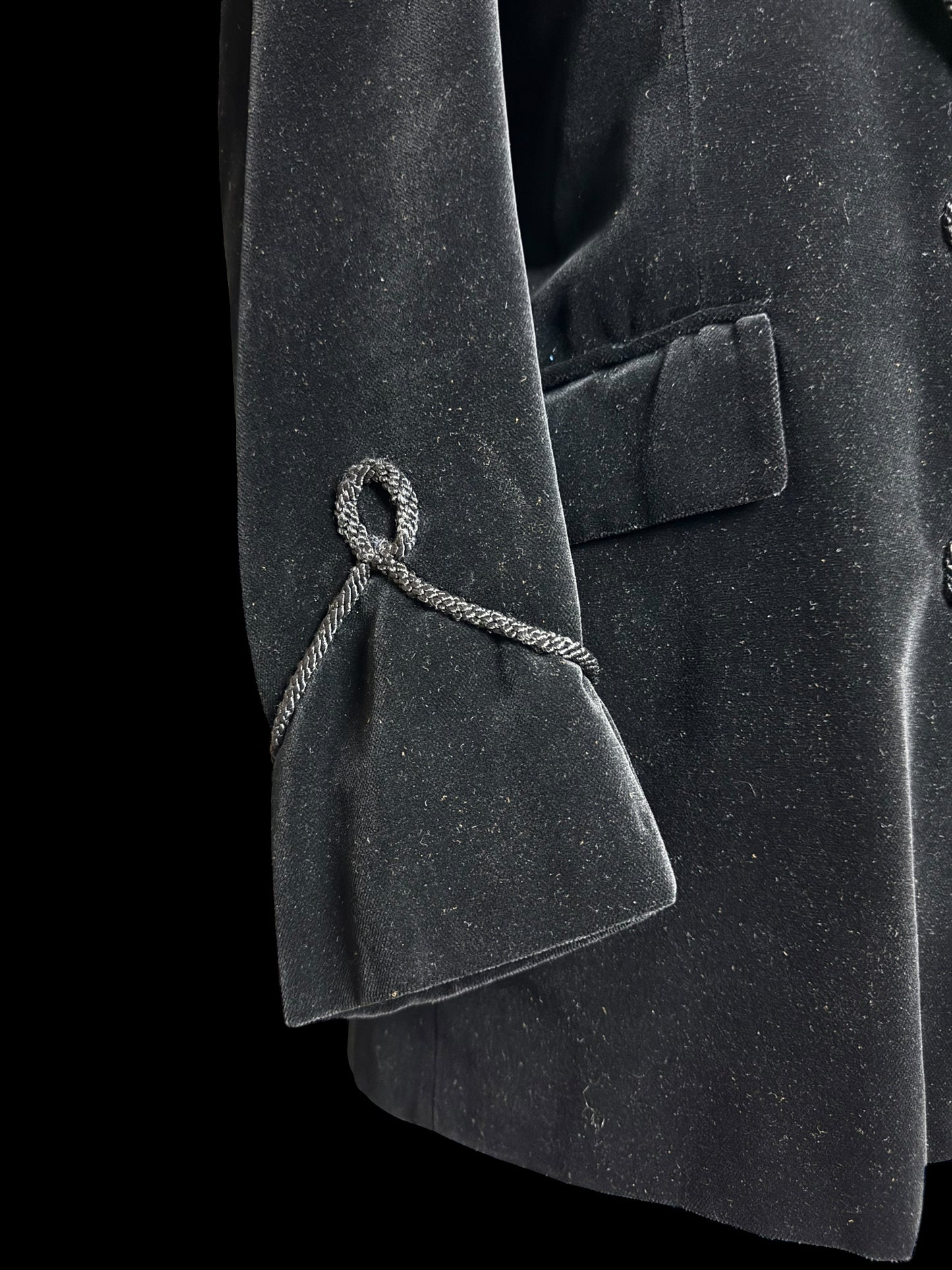 Bespoke Turnbull & Asser Double Breasted Velvet Smoking Jacket 44L Black