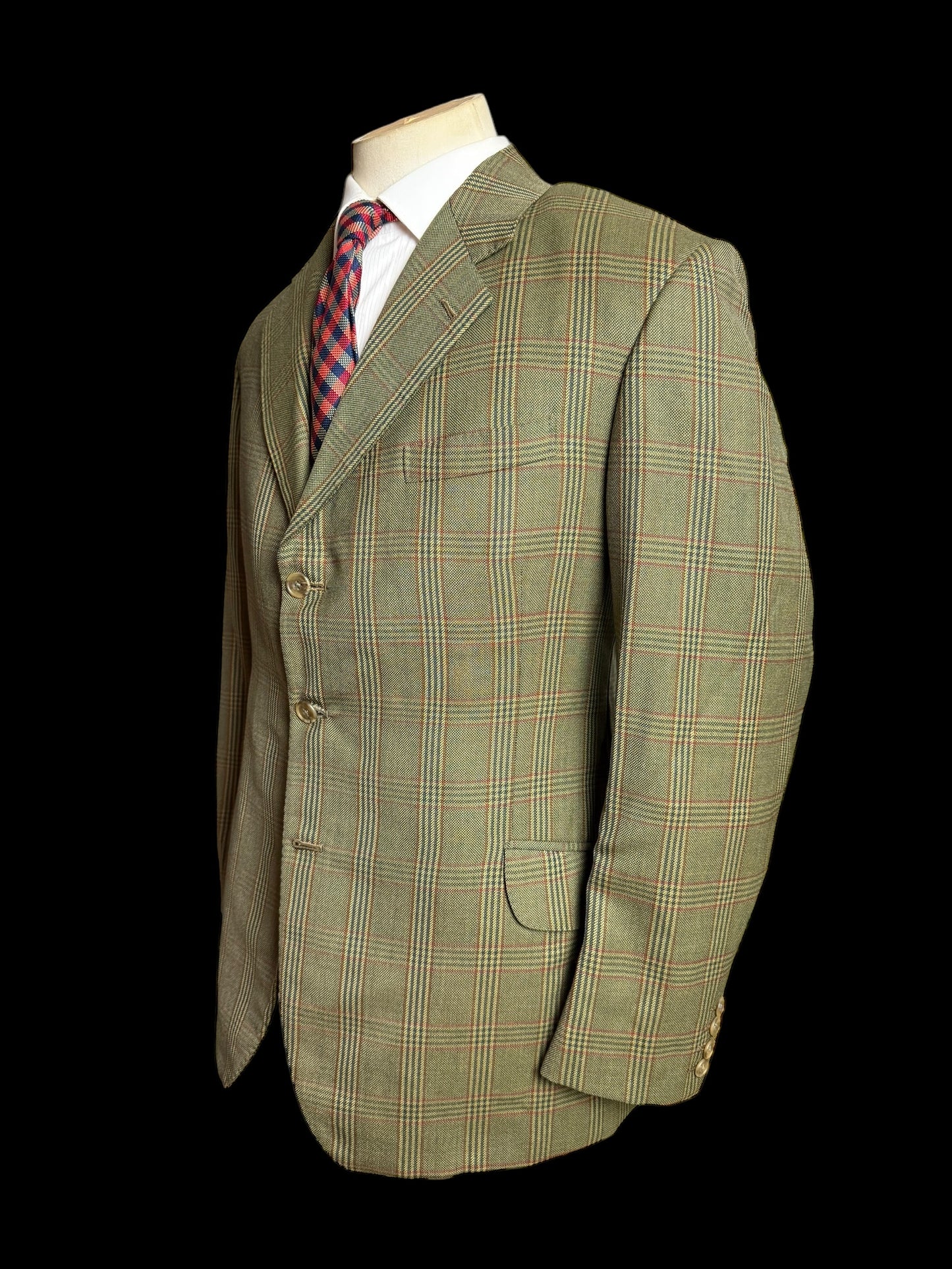 Sims & Macdonald Bespoke Tweed Sport Coat 40S Plaid Check Savile Row