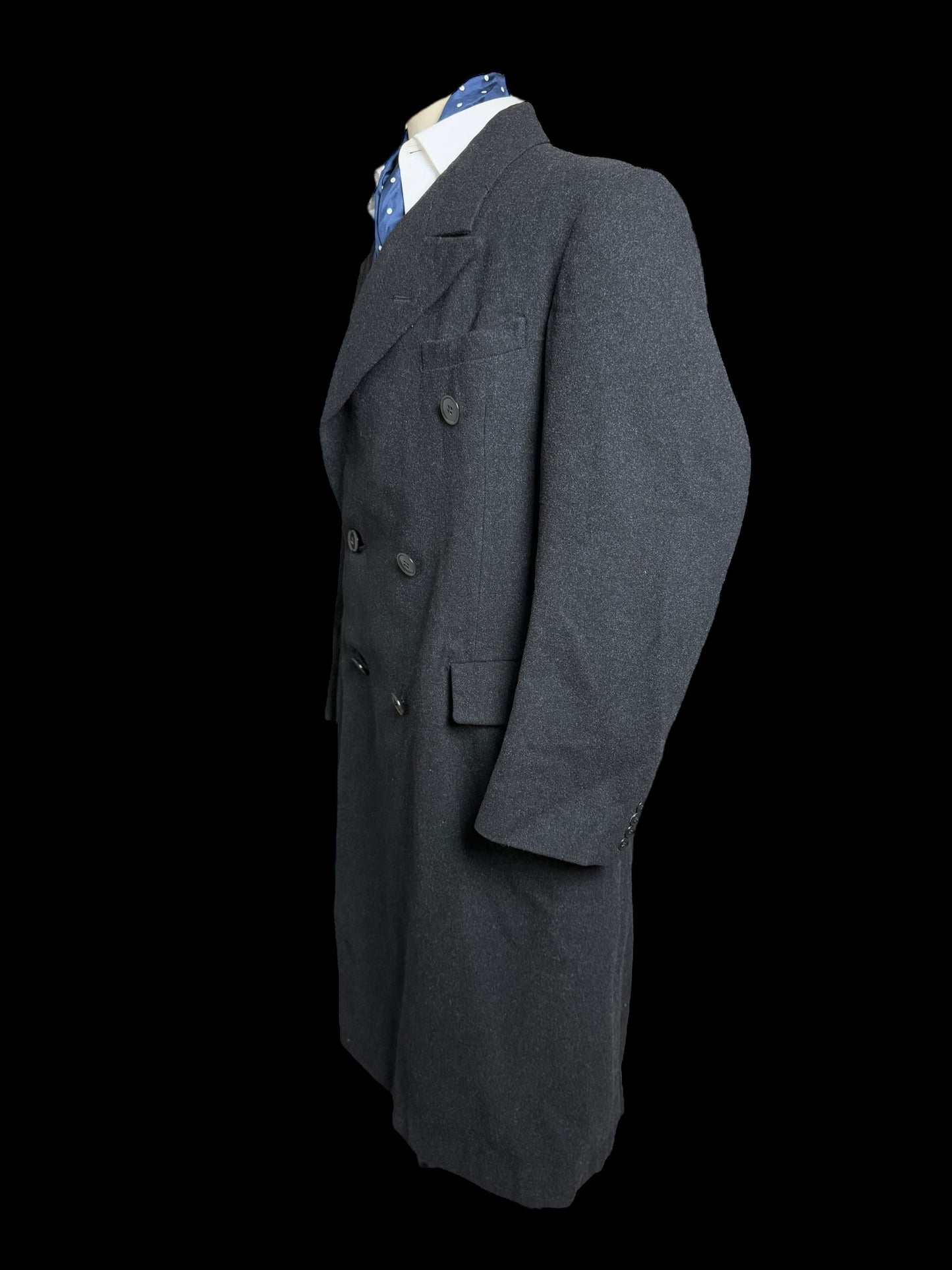 VTG Men’s Bespoke Double Breasted Overcoat 39/40” Grey