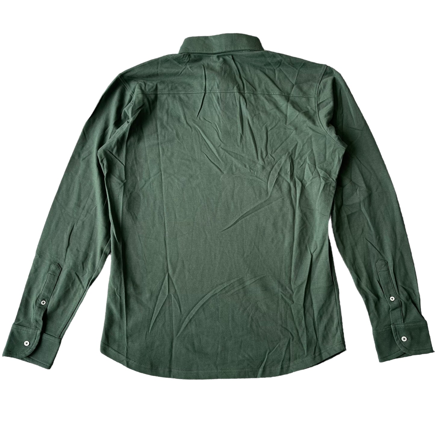 BNWT Natalino Long Sleeve Polo Shirt Green Pique Cotton Button Down RRP £95