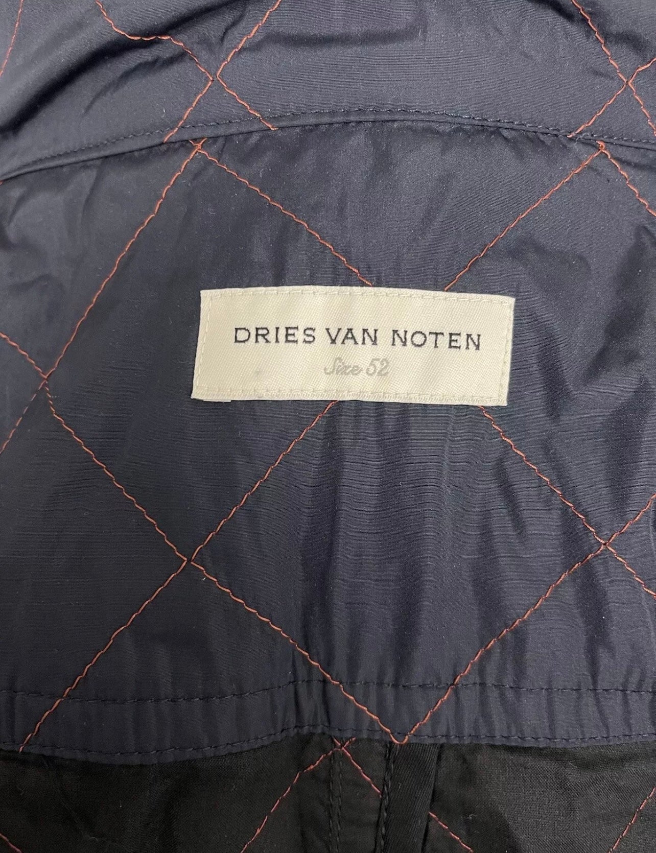 Men’s Dries Van Noten Quilted Jacket 52 UK42 Navy Riri VTG