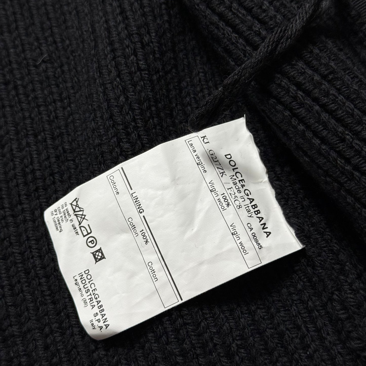 Men’s Dolce & Gabbana Chunky Knit Wool Hoodie Size 48 Black Wool