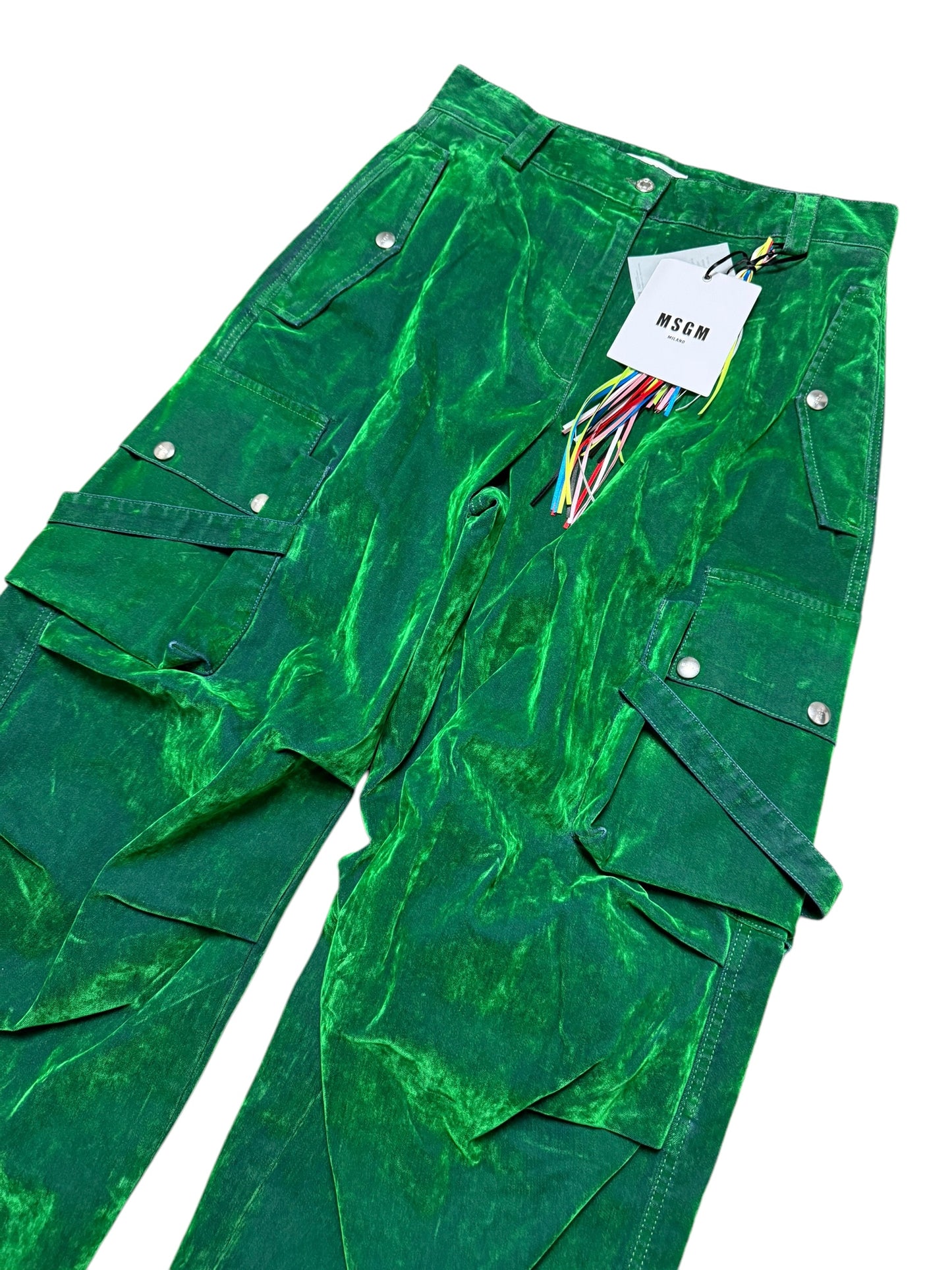 BNWT Women’s MSGM Cargo Utility Trousers IT46 UK14 Green Velvet RRP £625