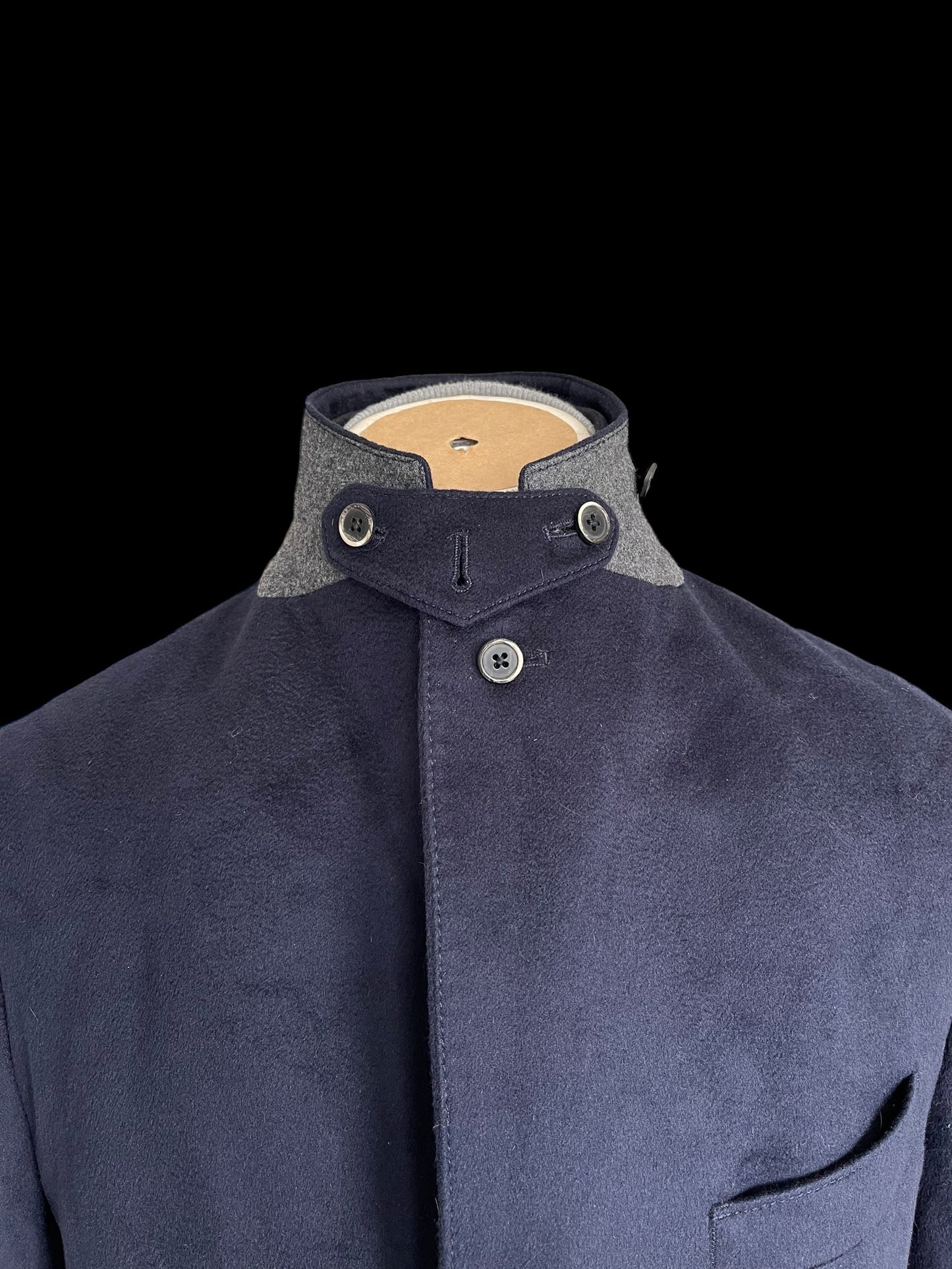 Corneliani Overcoat 54R / UK44 Navy Bib Front Extrafine Wool