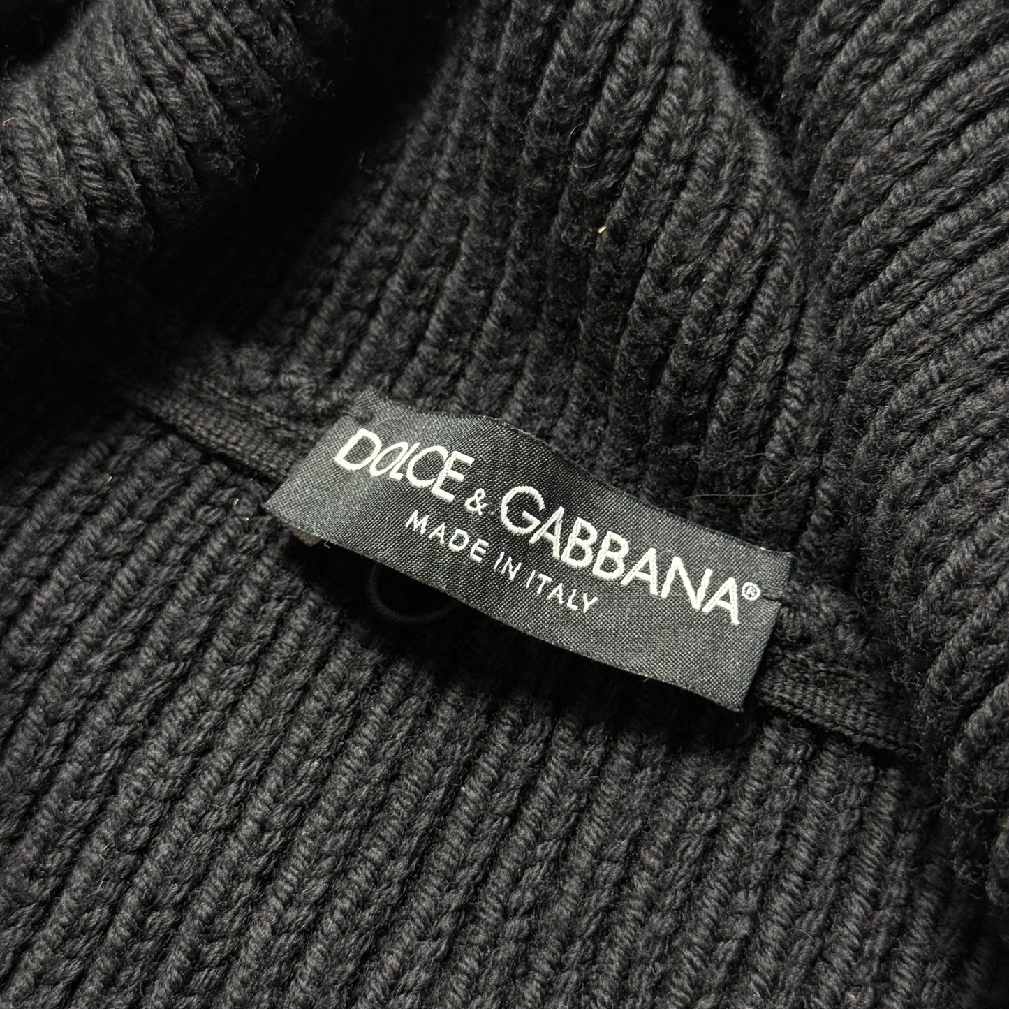 Men’s Dolce & Gabbana Chunky Knit Wool Hoodie Size 48 Black Wool