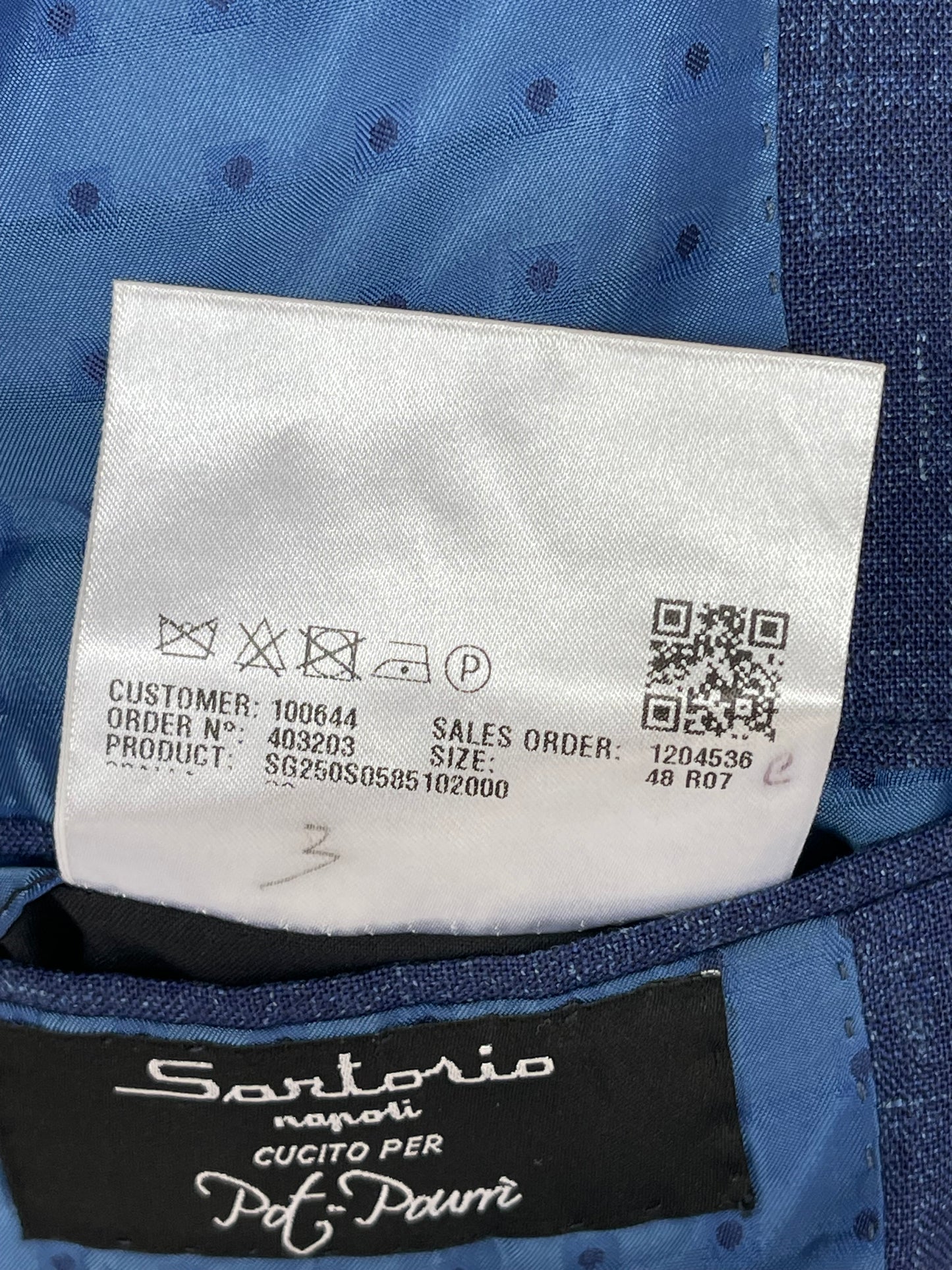 Sartorio Napoli By Kiton Sport Coat 40/41S Blue Wool Silk Linen