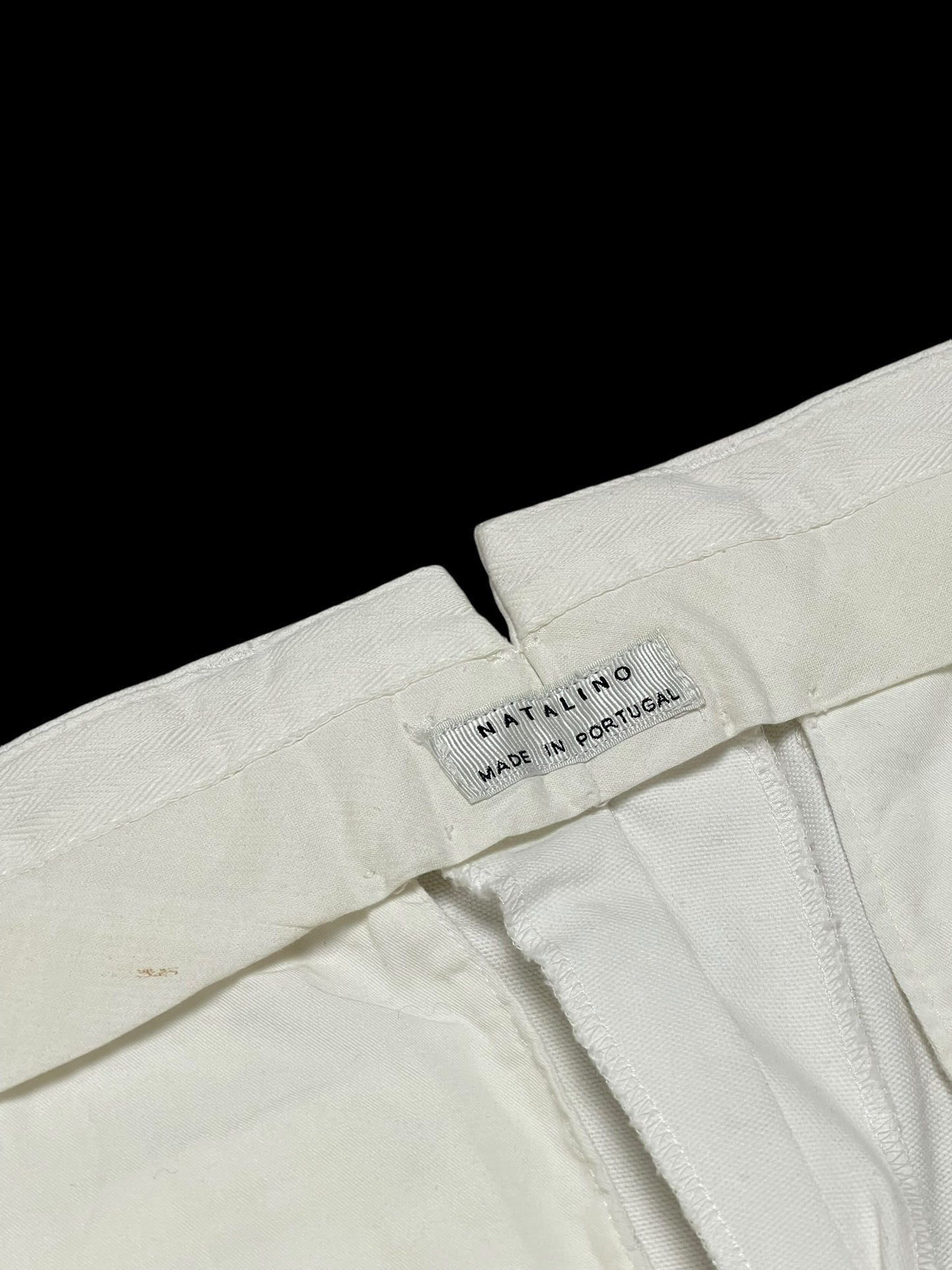 Natalino White Cotton Twill Flat Front Trousers 32” Unhemmed