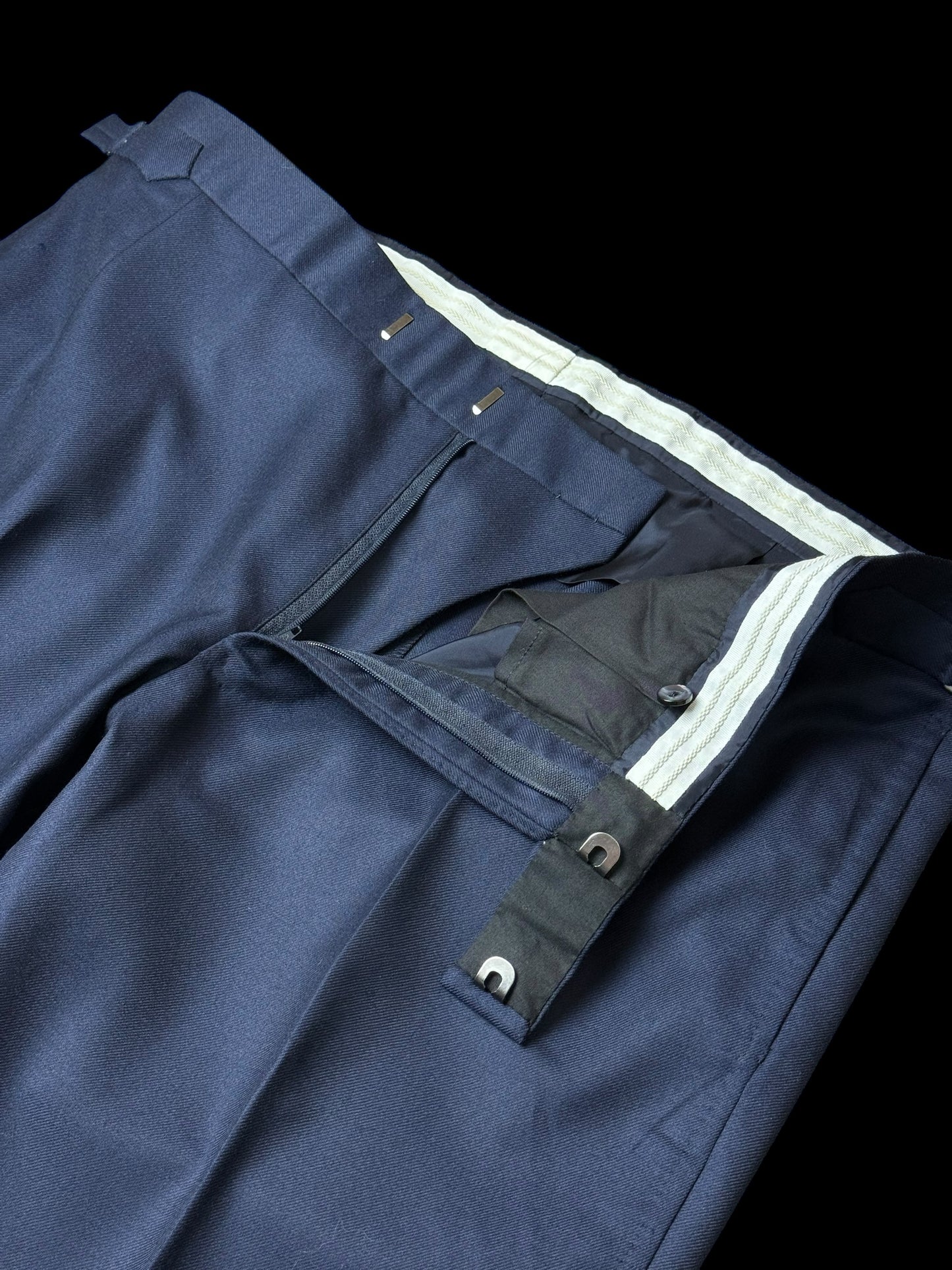 Bespoke Kent & Haste Savile Row Navy Suit Trousers W38” Superfine Wool