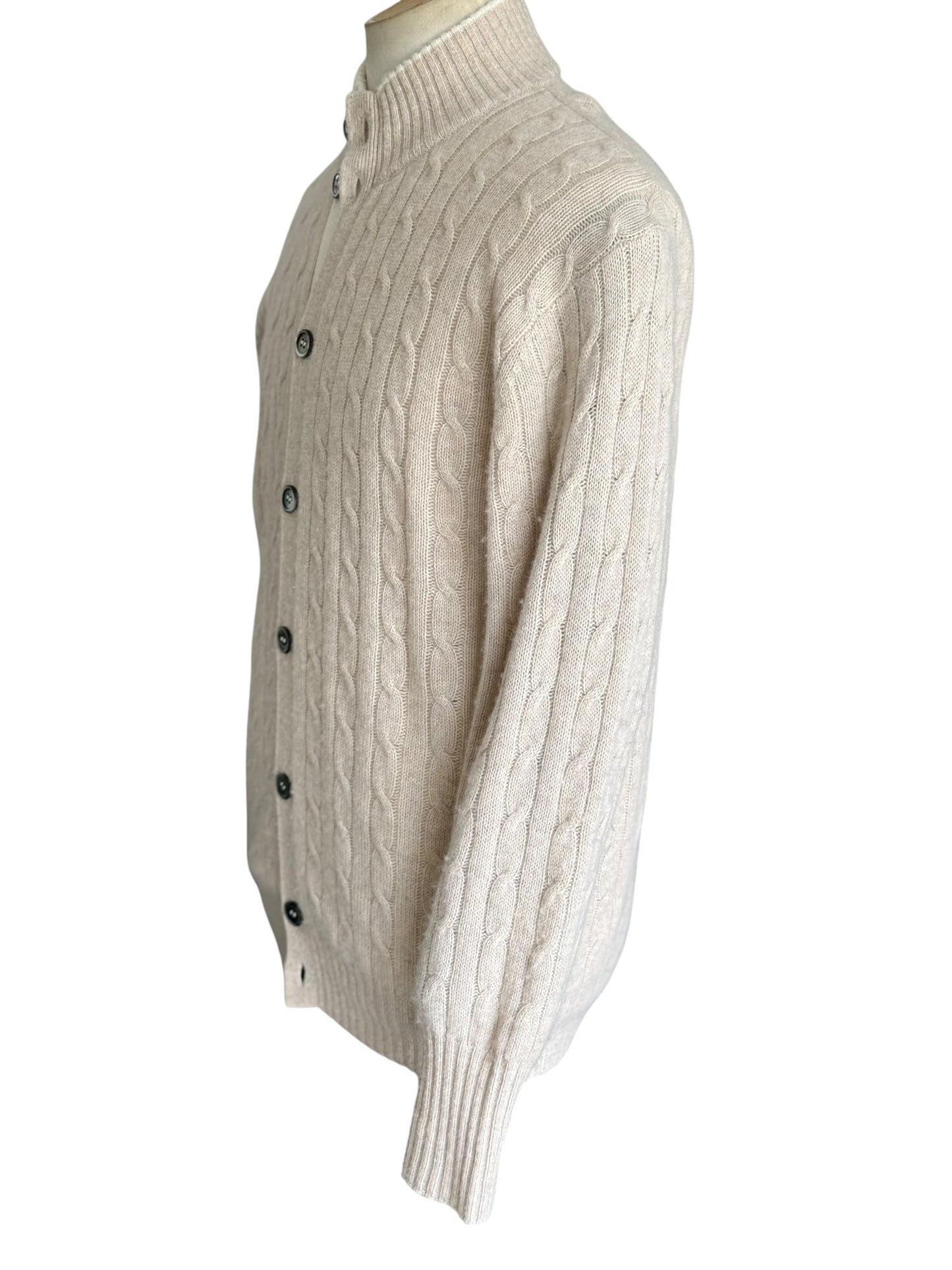 Men’s N. Peal Cashmere Cardigan Beige Cable Knit Size Large AW22