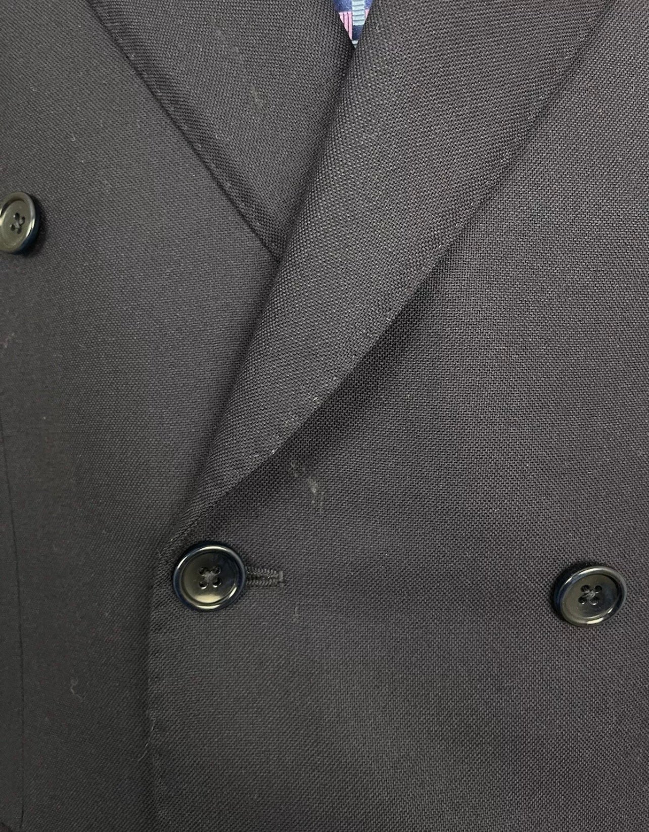 Jasper Littman Savile Row Navy Double Breasted Blazer 40/41S Peak Silk Lining