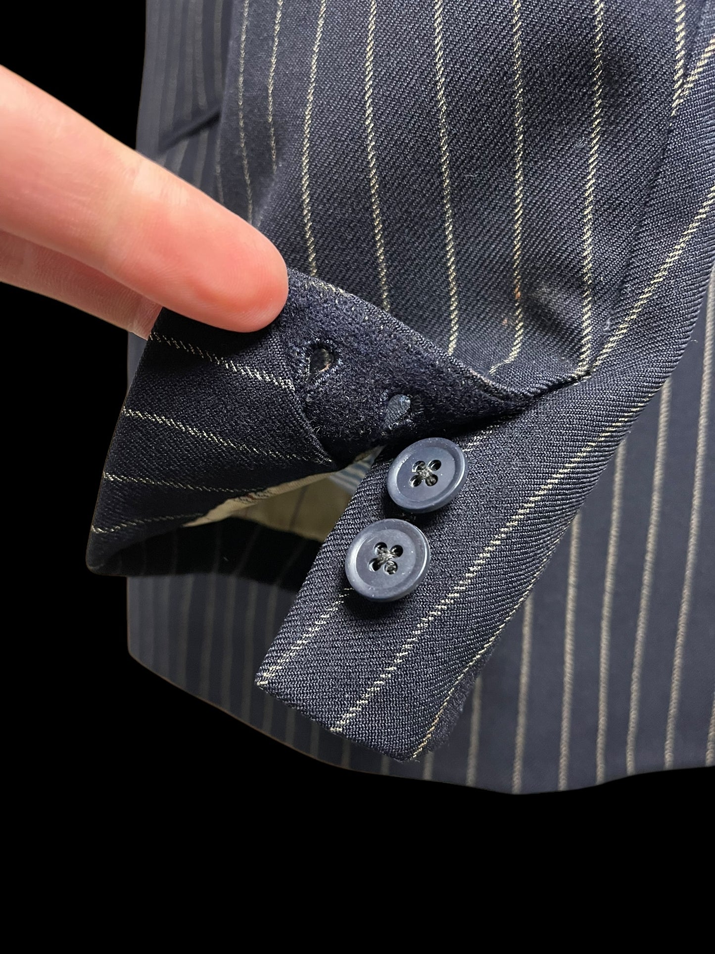 Bespoke Sandon & Co Savile Row 3pc Suit 40R / W34” Navy Chalkstripe 1960’s