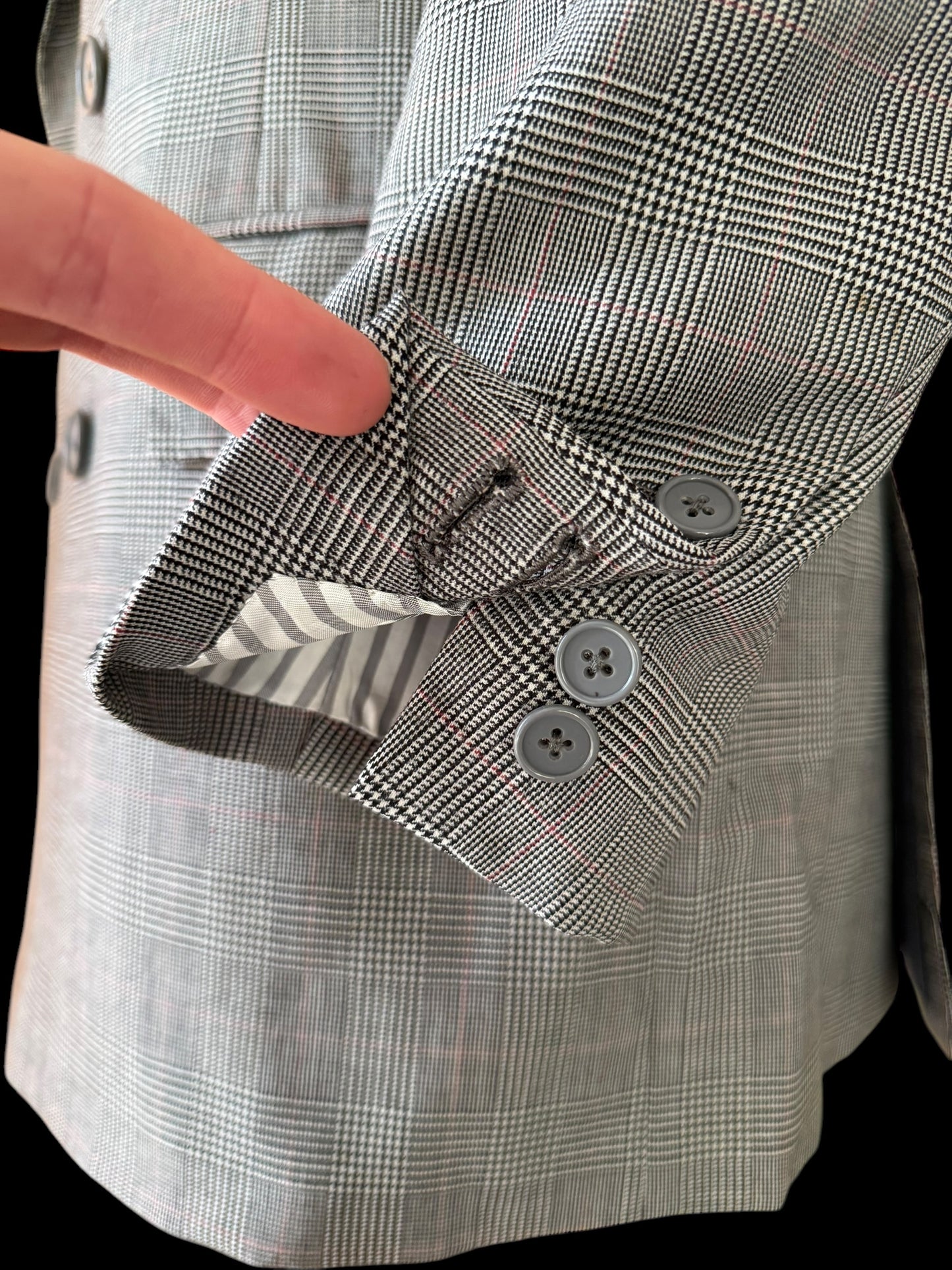 Bespoke Hackett Double Breasted Jacket 42S POW Check Grey