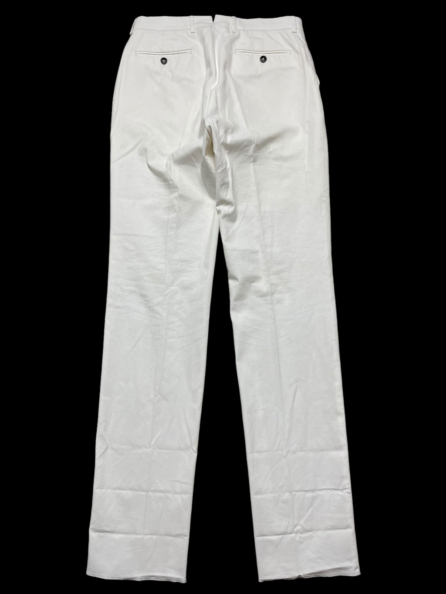 Natalino White Cotton Twill Flat Front Trousers 32” Unhemmed
