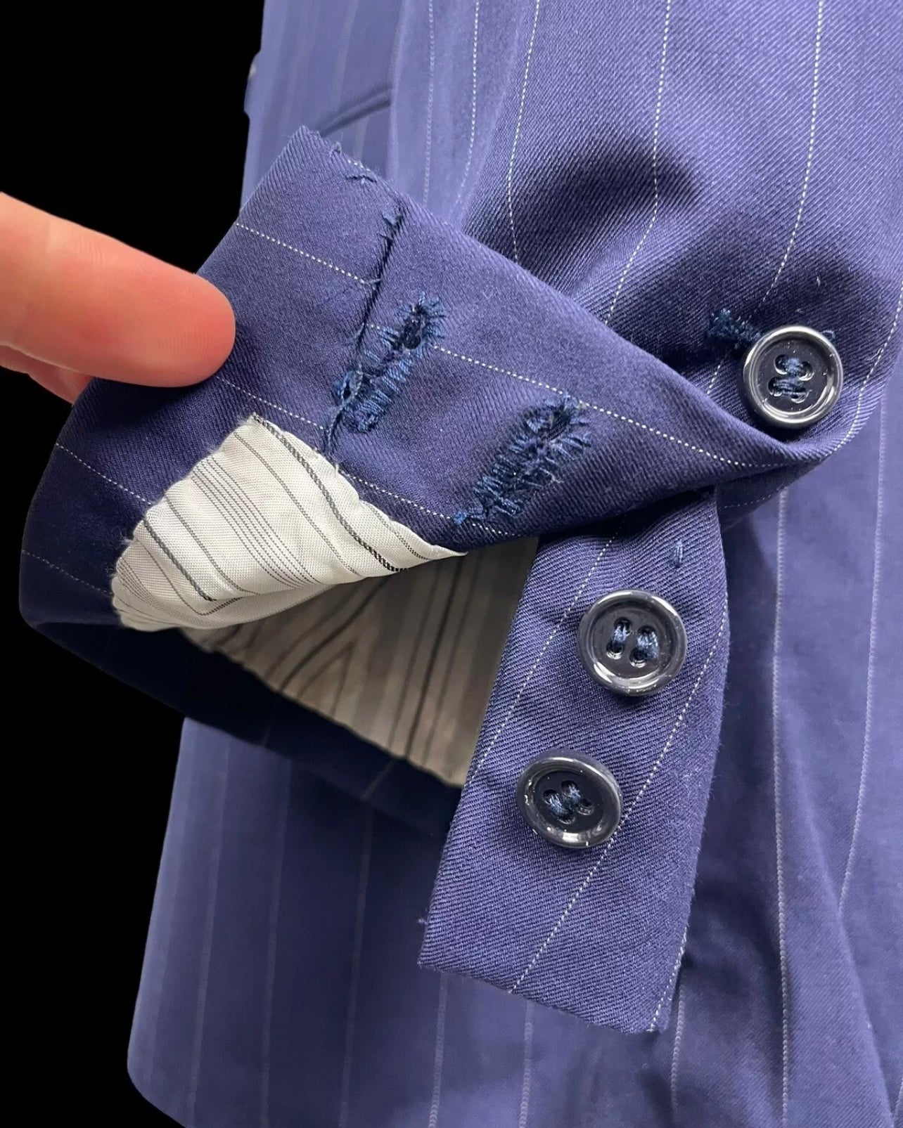 Ralph Lauren Purple Label 44L Double Breasted Blazer Navy Pinstripe Hand Tailored
