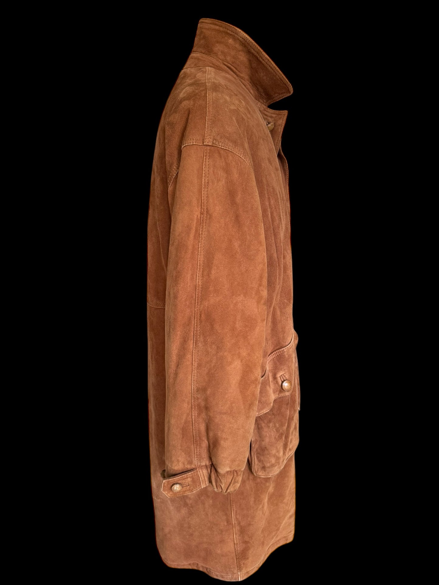 Men’s SULKA Suede Leather Long Coat 52 UK42 Tobacco Brown