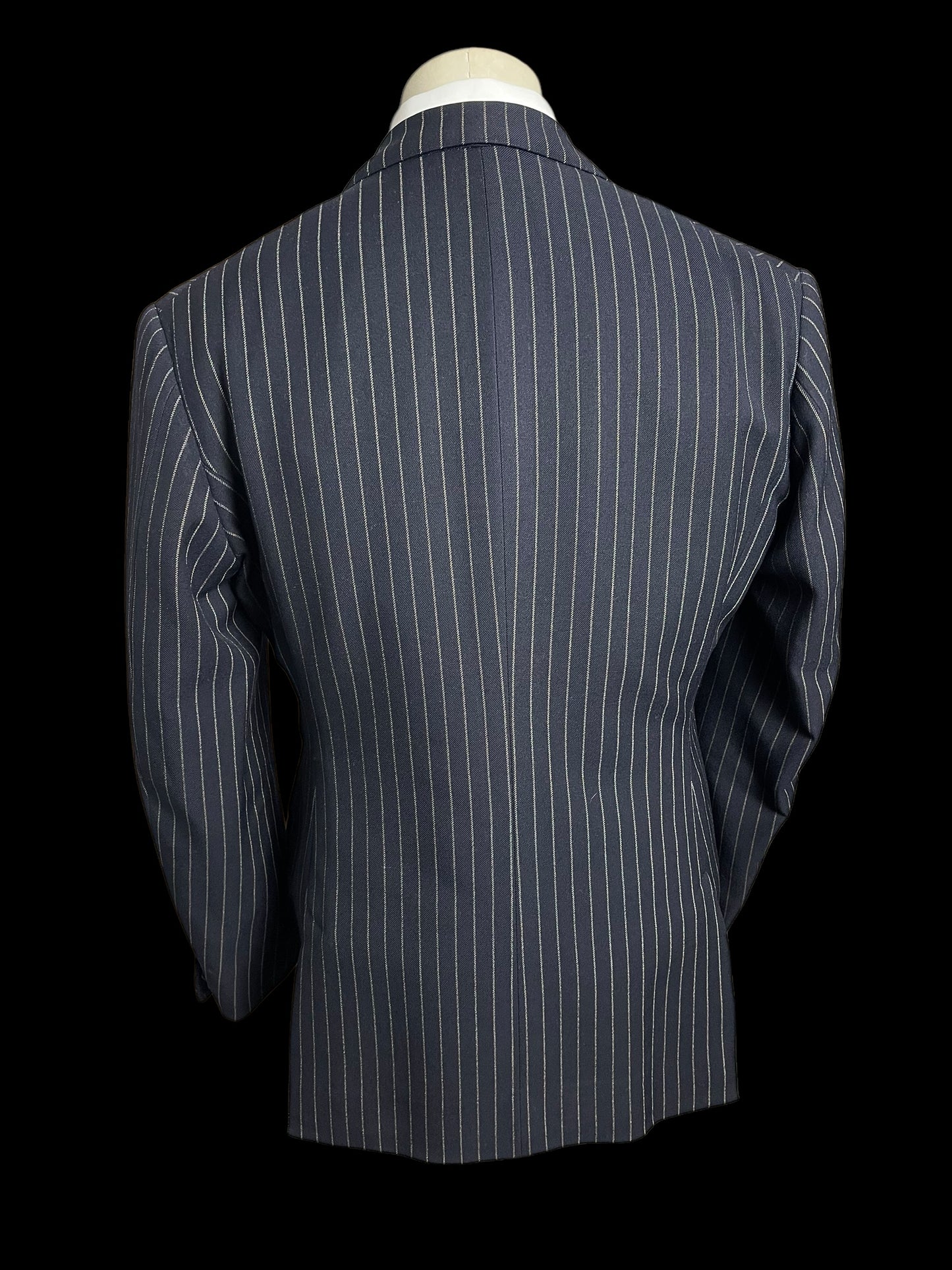 Bespoke Sandon & Co Savile Row 3pc Suit 40R / W34” Navy Chalkstripe 1960’s