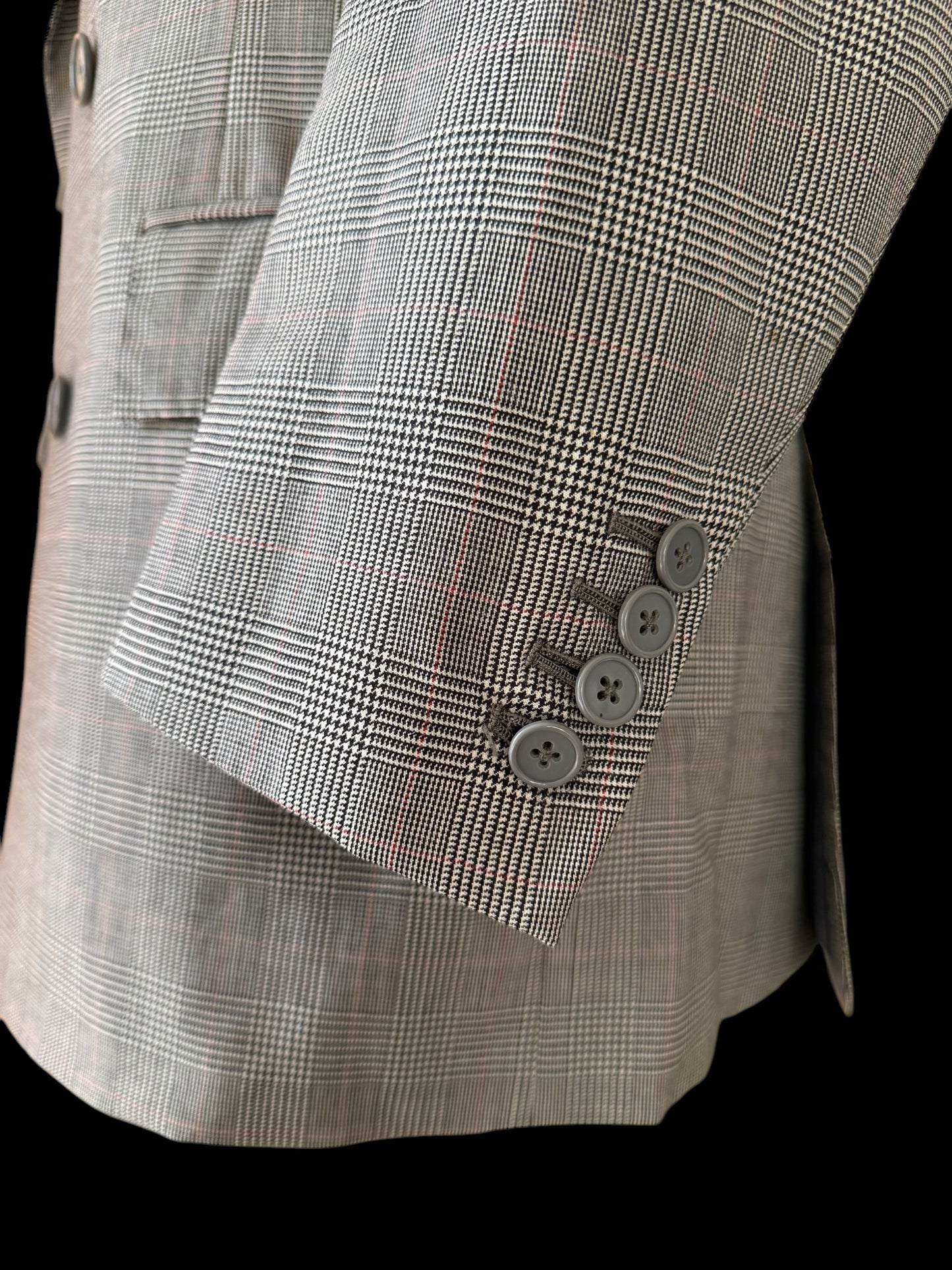 Bespoke Hackett Double Breasted Jacket 42S POW Check Grey