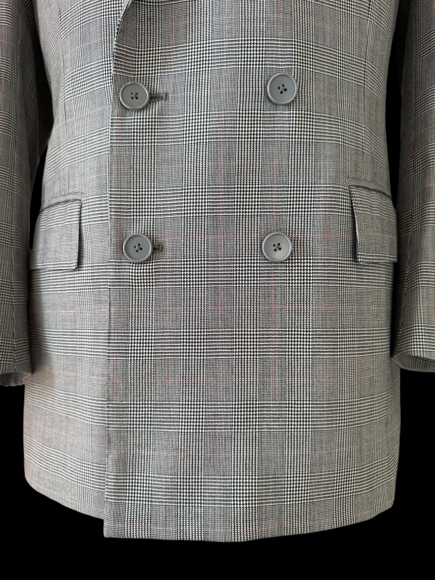 Bespoke Hackett Double Breasted Jacket 42S POW Check Grey