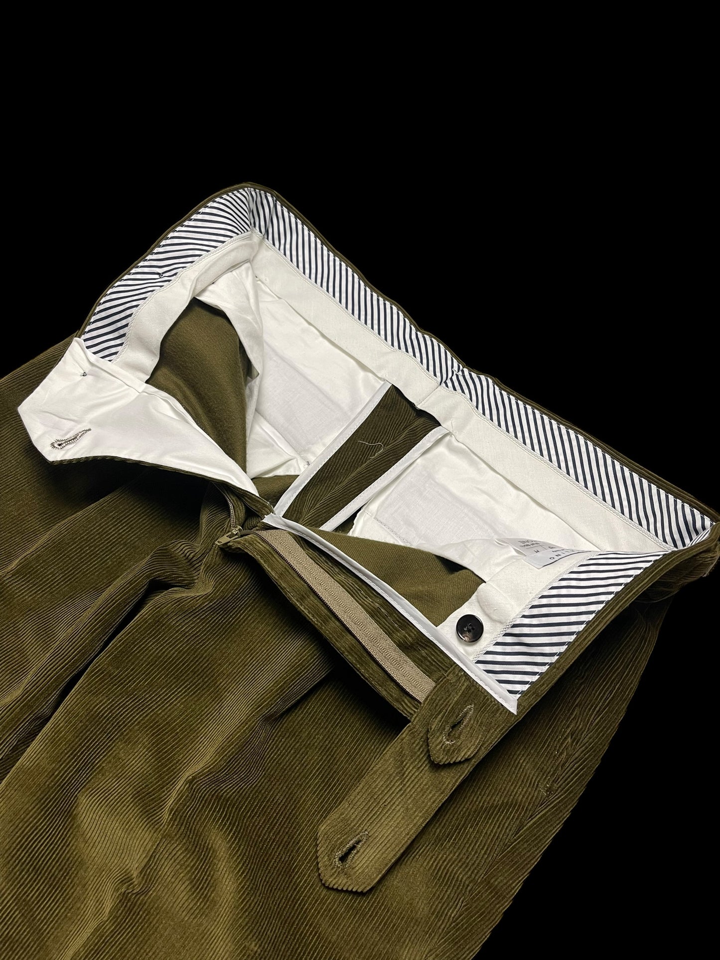 Natalino Corduroy Single Pleat Trousers 32S Moss Green