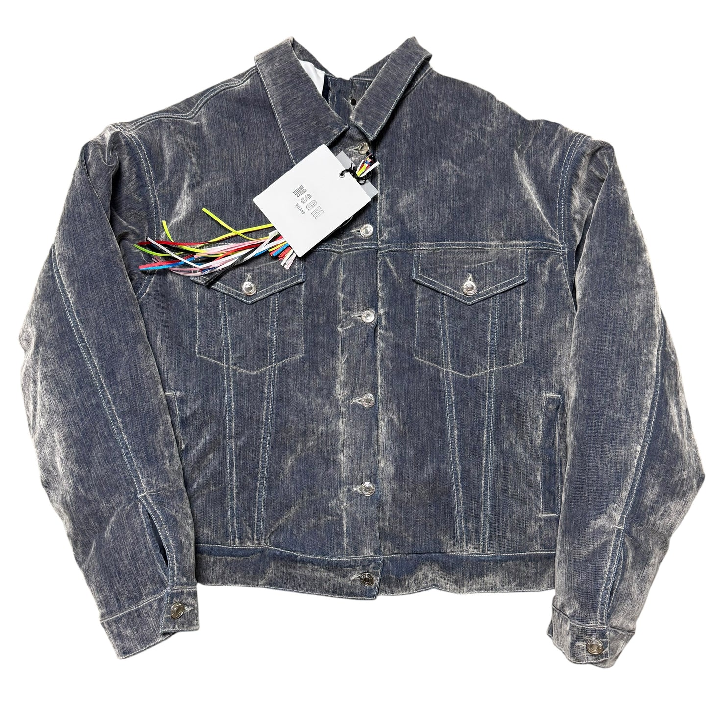 BNWT Women’s MSGM Padded Denim Jacket Faded Effect RRP £745 Grey