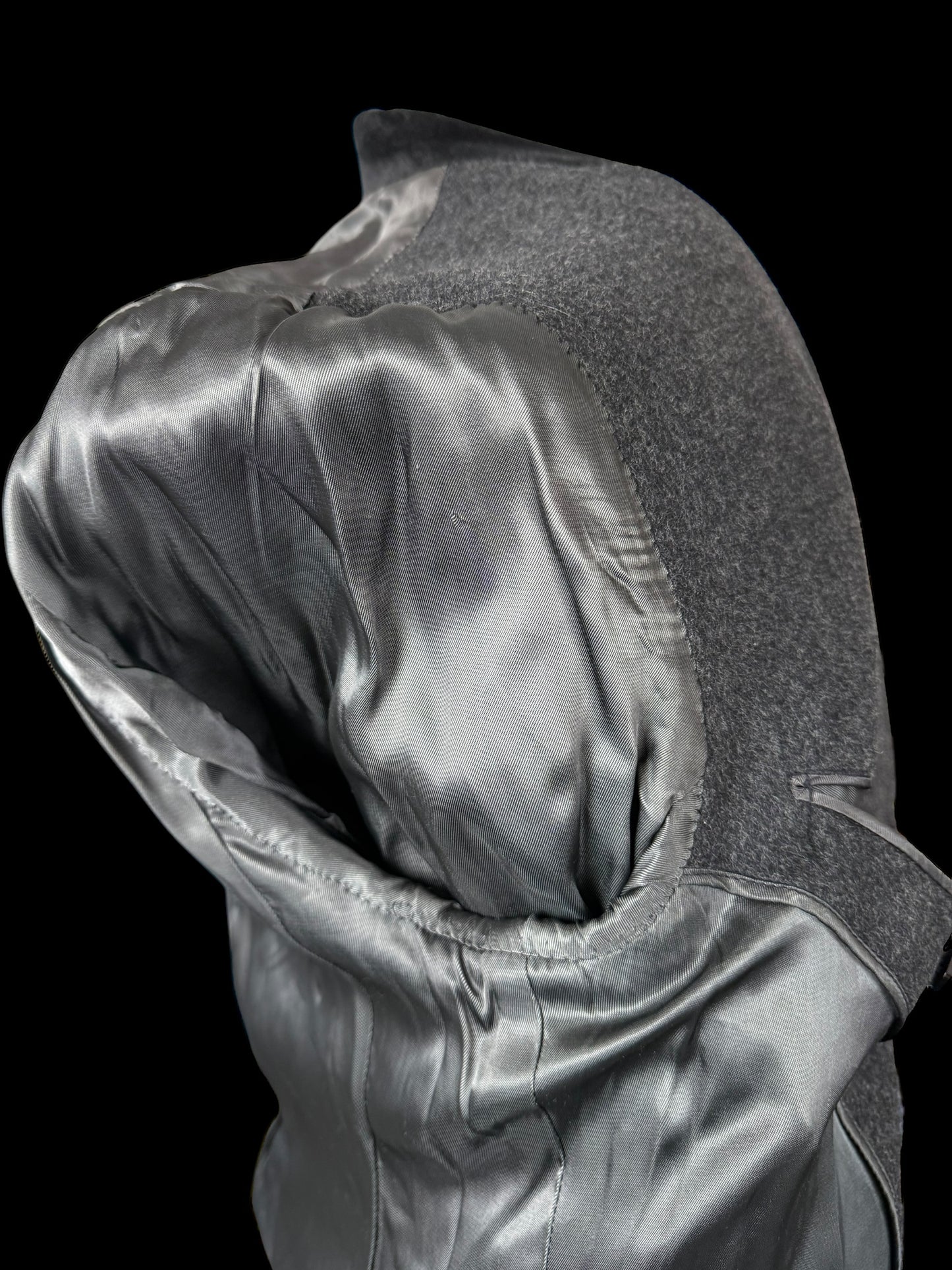 Men’s Bespoke Flannel Overcoat 42” Grey Wool Cashmere Velvet Collar