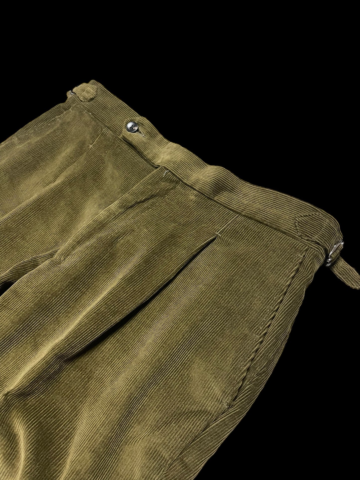 Natalino Corduroy Single Pleat Trousers 32S Moss Green