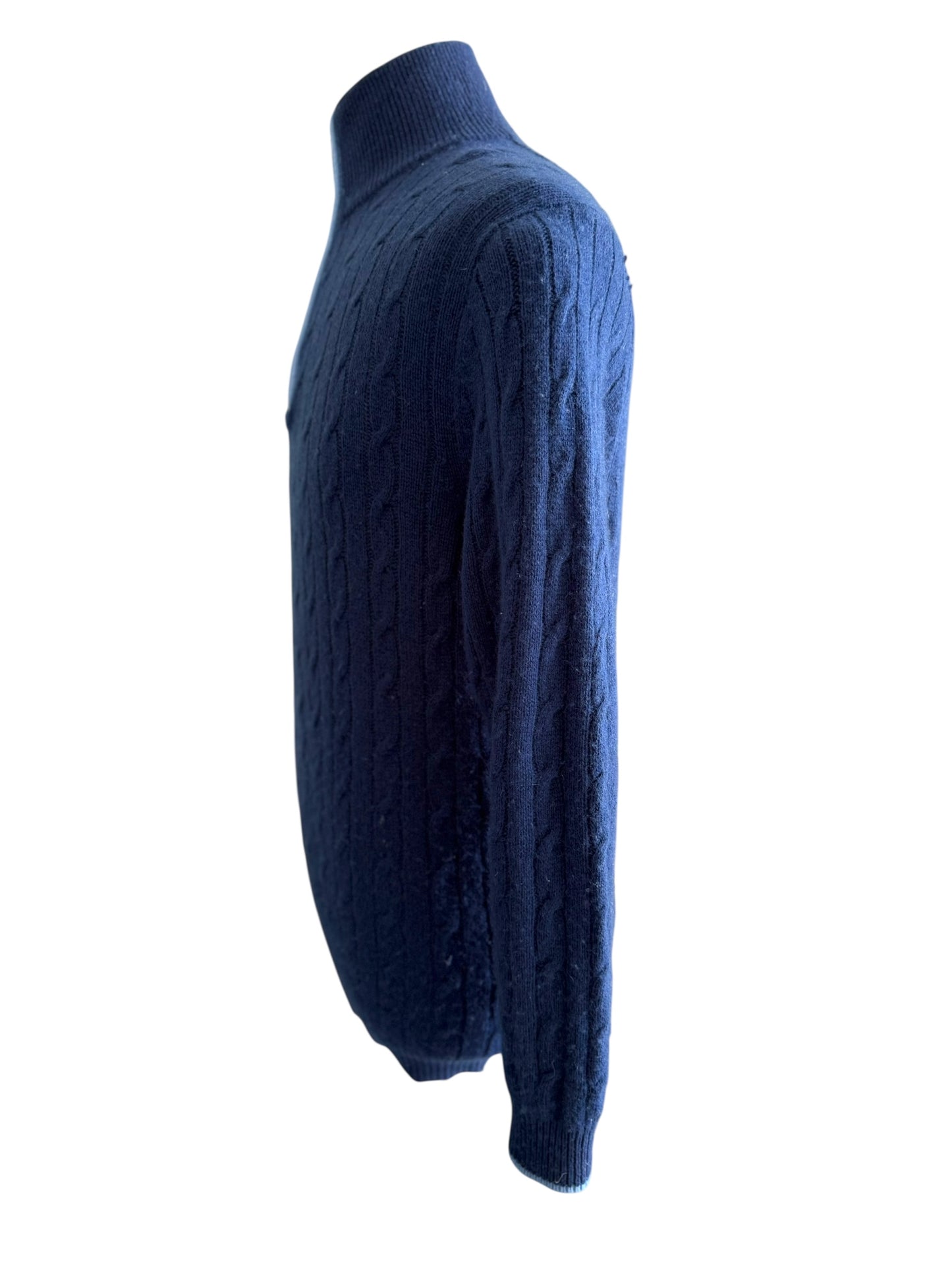 Men’s N. Peal Albemarle 1/4 Zip Organic Cashmere Jumper Navy Size Large SS19 RRP £395