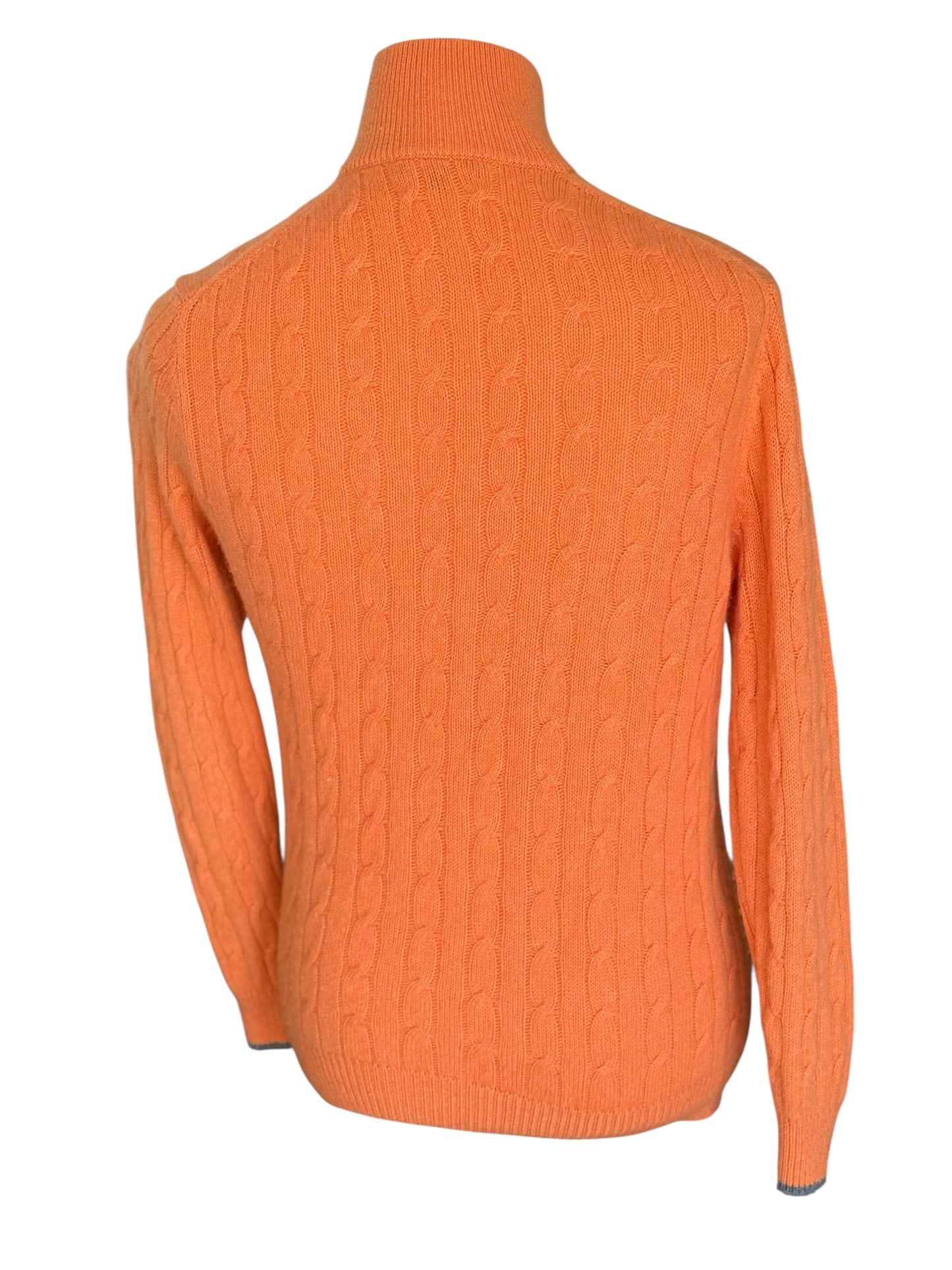 Men’s N. Peal Albemarle 1/4 Zip Cashmere Jumper Orange Medium SS22 RRP £395