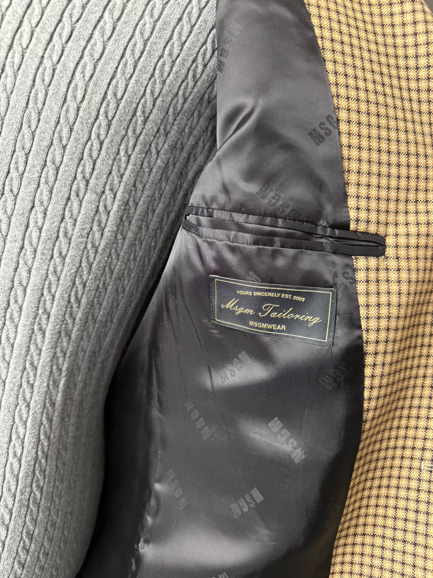 BNWT Men’s MSGM Check Suit Brown Wool Relaxed Fit RRP £1020