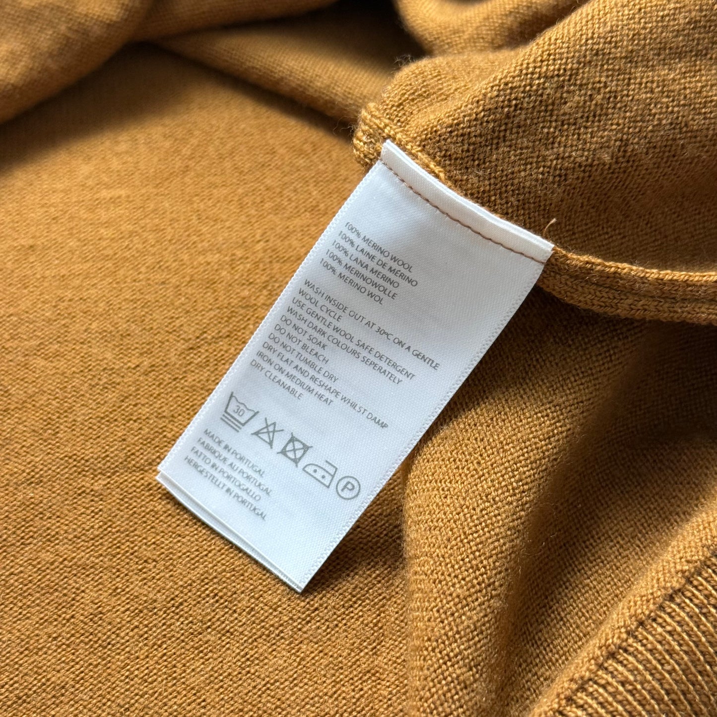 Men’s Sunspel Merino Wool Jumper XXL 2XL Mustard Crew Neck