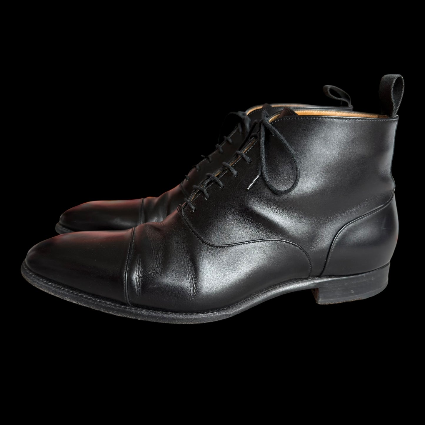 Men’s Herring By Carlos Santos Ankle Boots UK 10 E Cap Toe Black Goodyear Welted