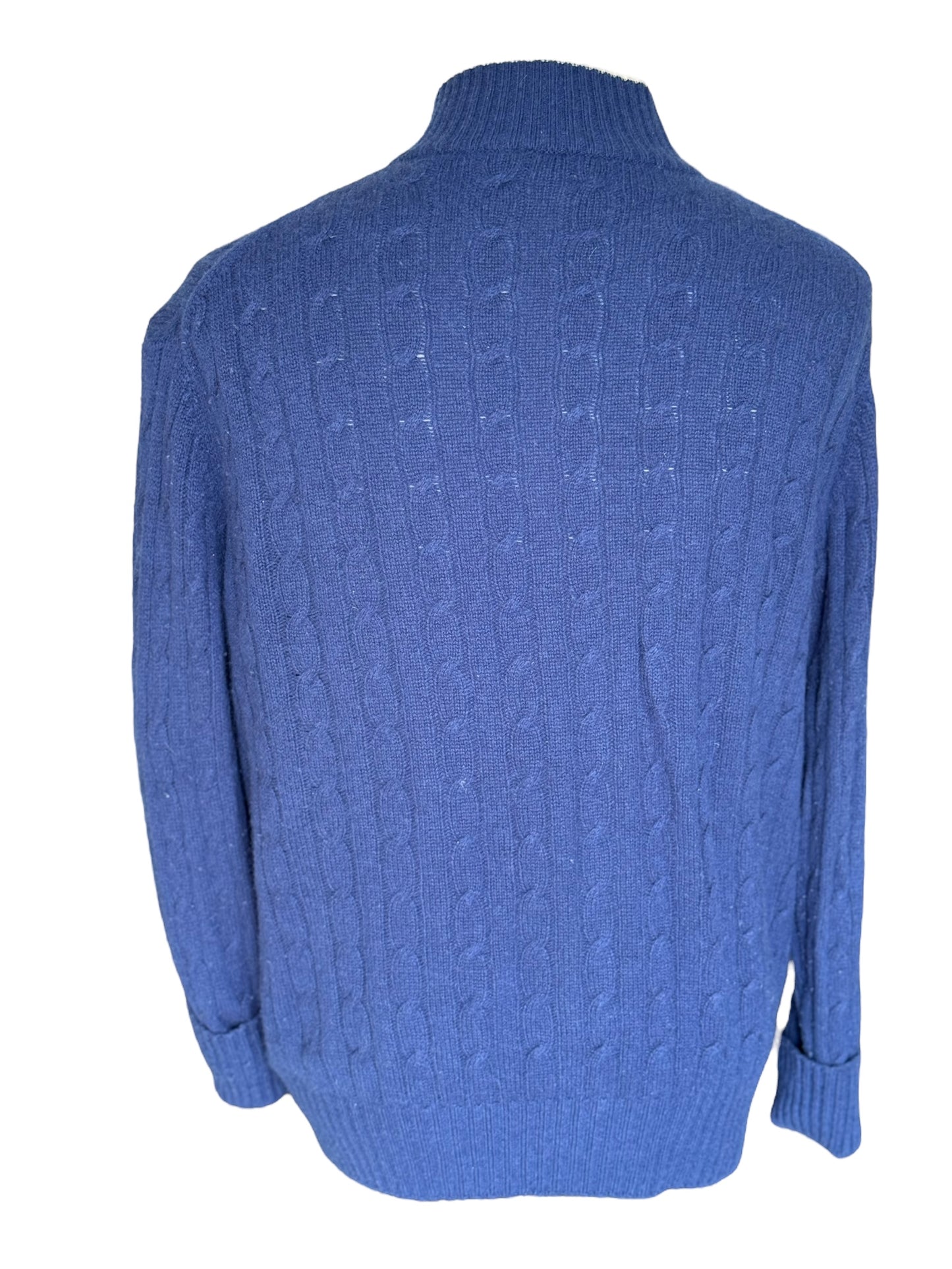 Men’s N. Peal Cashmere Cardigan Navy Blue Cable Knit Size Large AW19