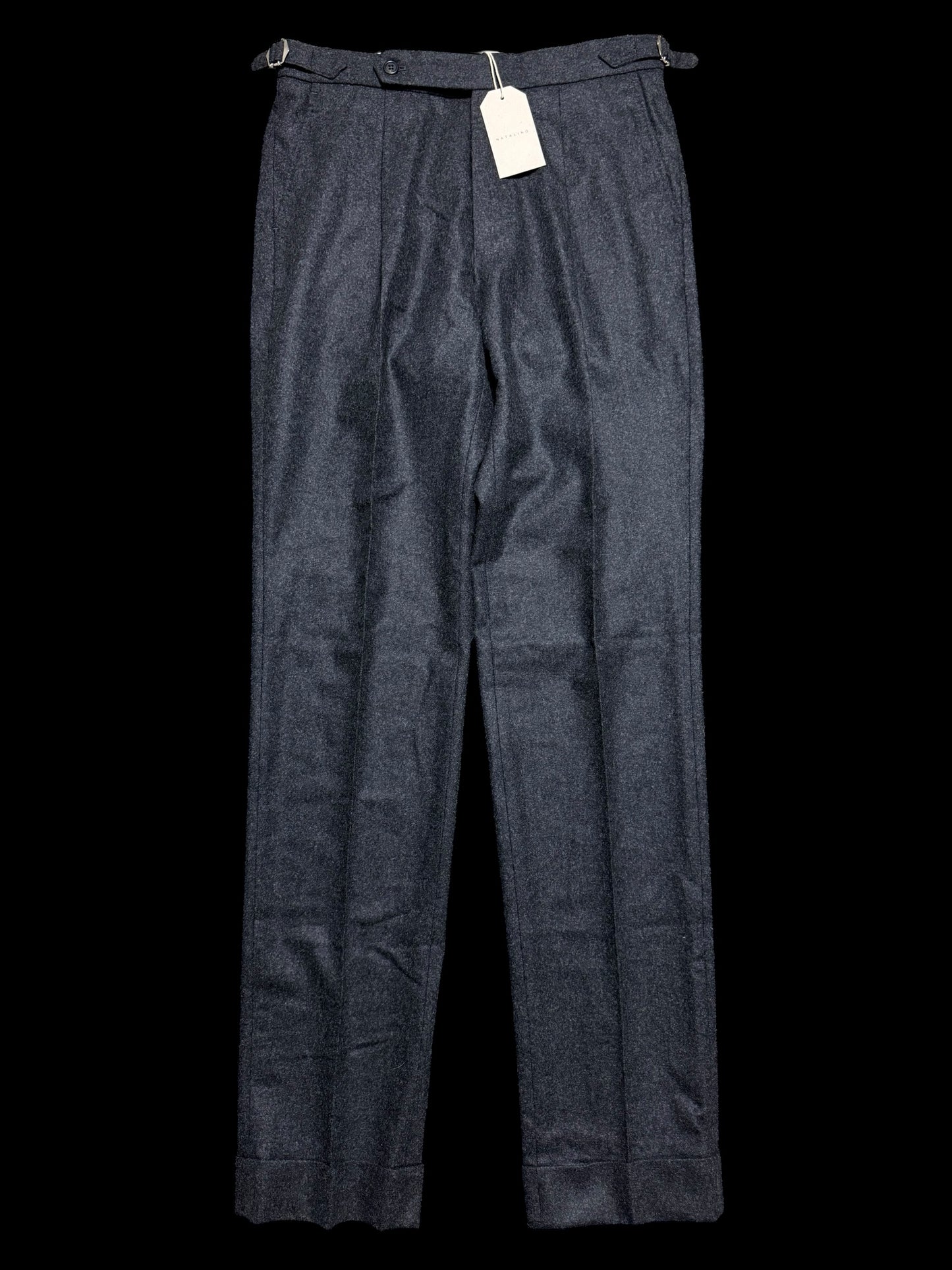 BNWT Natalino Single Pleat Flannel Trousers 30L Dark Grey RRP £195