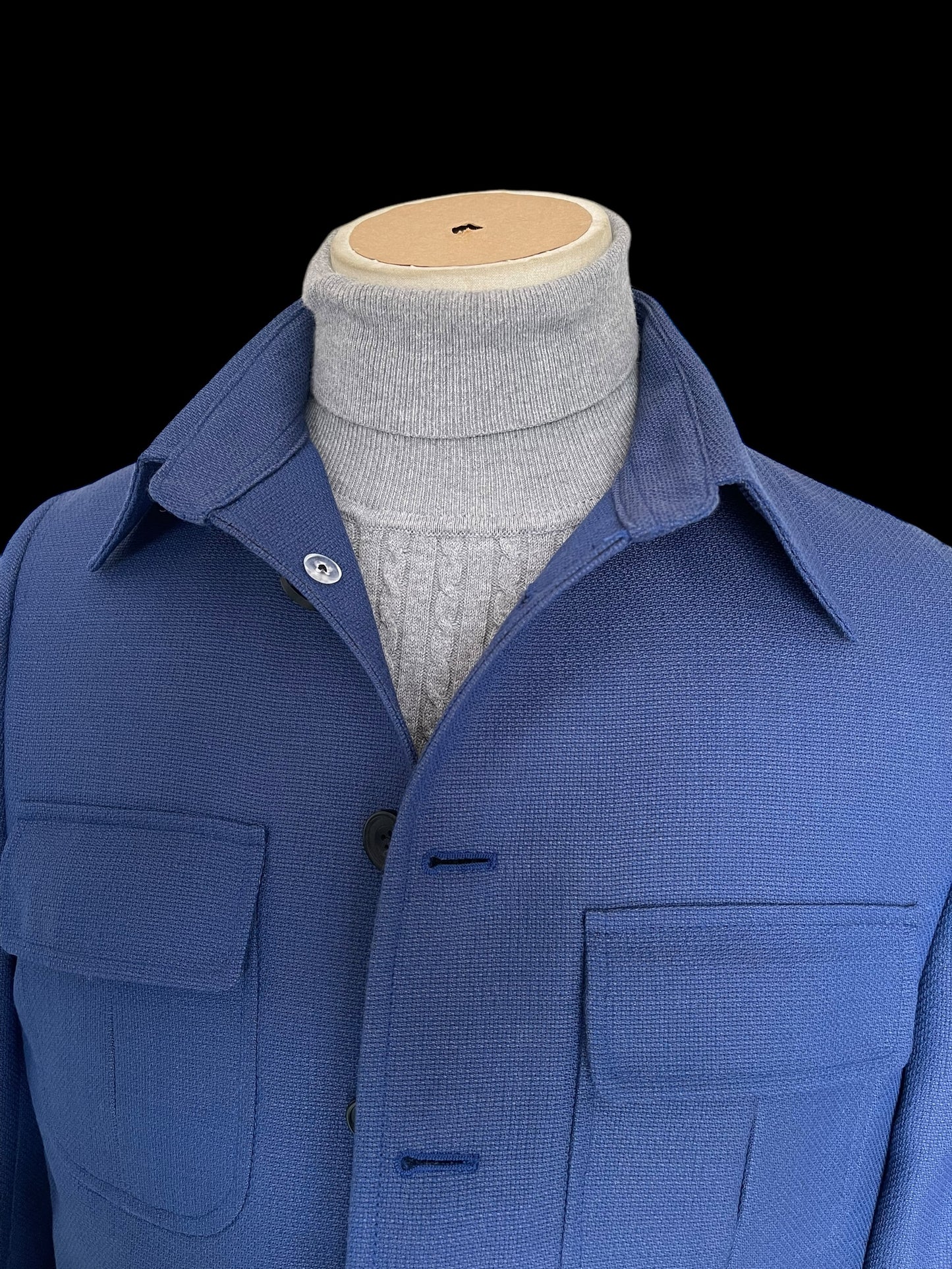 Bespoke Safari Jacket 40R Blue Unstructured Dugdale Non Crease Wool RRP£895
