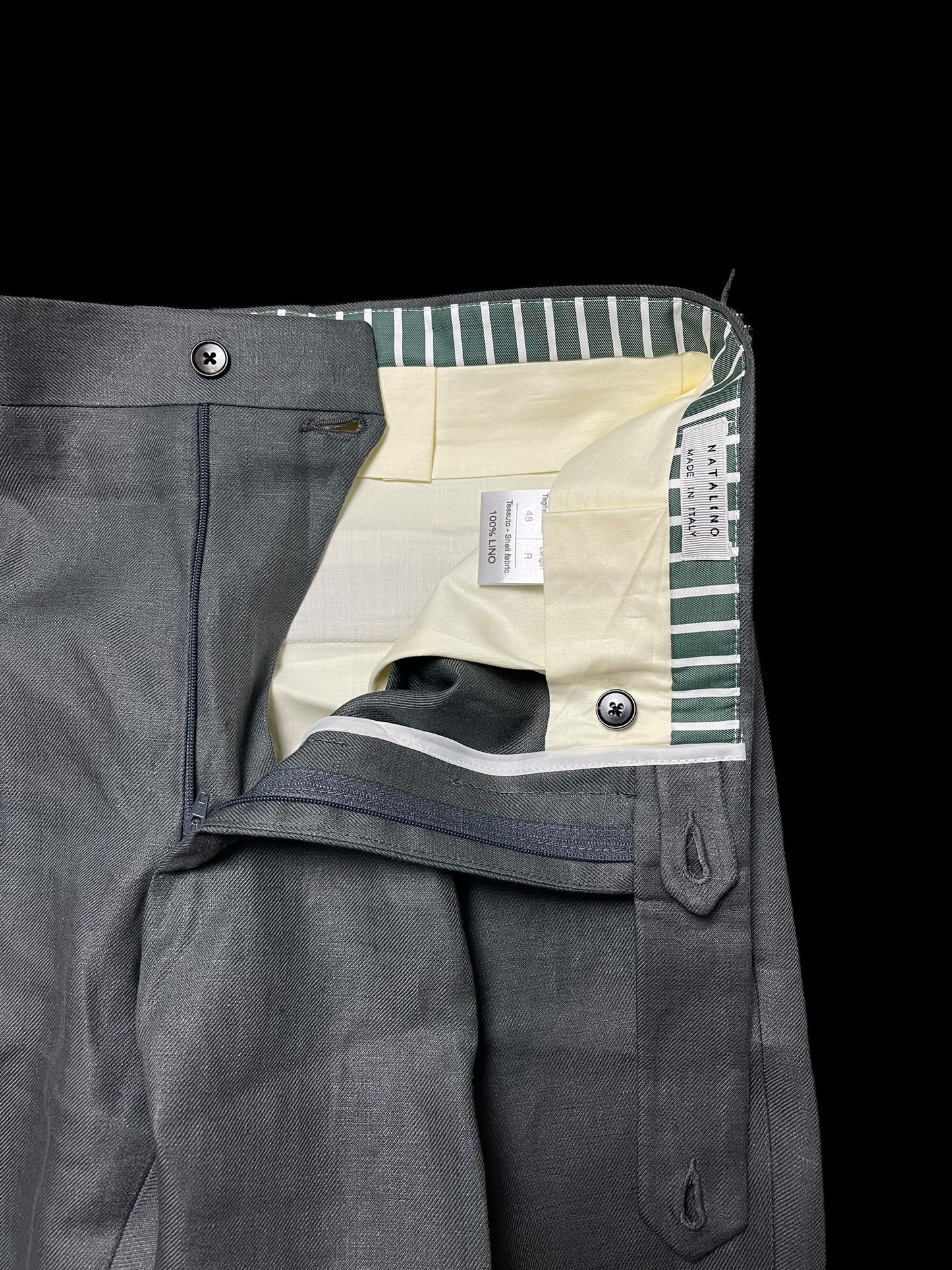 Natalino Single Pleat Front Linen Trousers 32L Grey