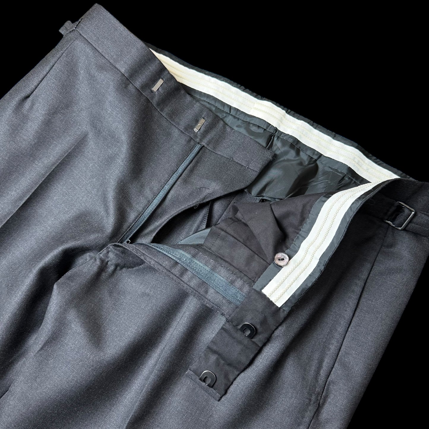 Bespoke Kent & Haste Savile Row Grey Suit Trousers W38” Superfine Wool