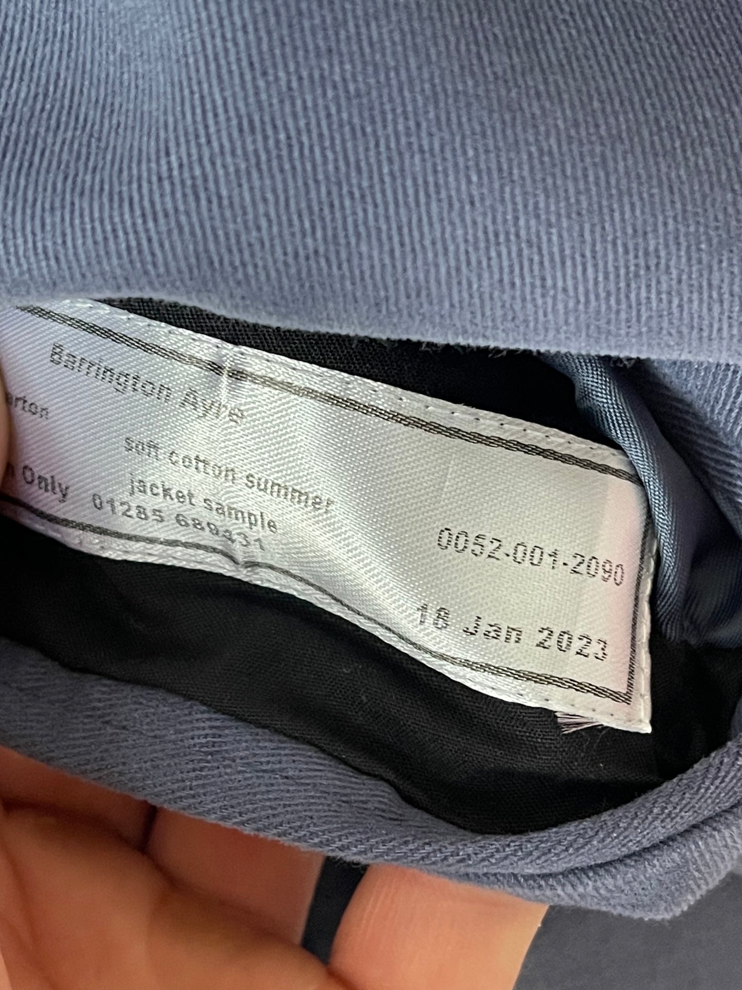 Bespoke Barrington & Ayre Sport Coat 38R Holland Sherry Soft Cotton Blue RRP£795