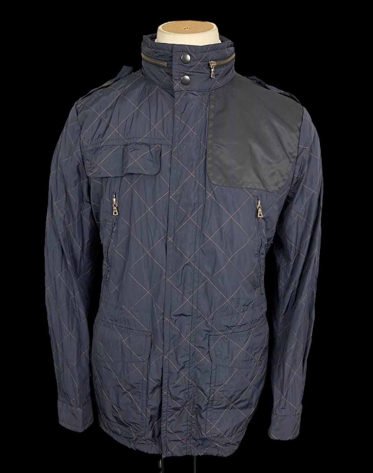 Men’s Dries Van Noten Quilted Jacket 52 UK42 Navy Riri VTG