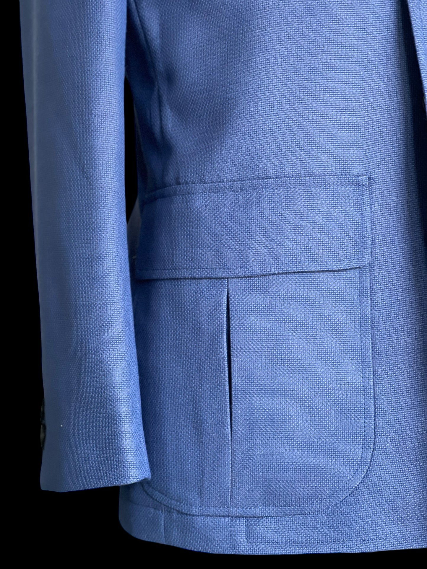 Bespoke Safari Jacket 40R Blue Unstructured Dugdale Non Crease Wool RRP£895