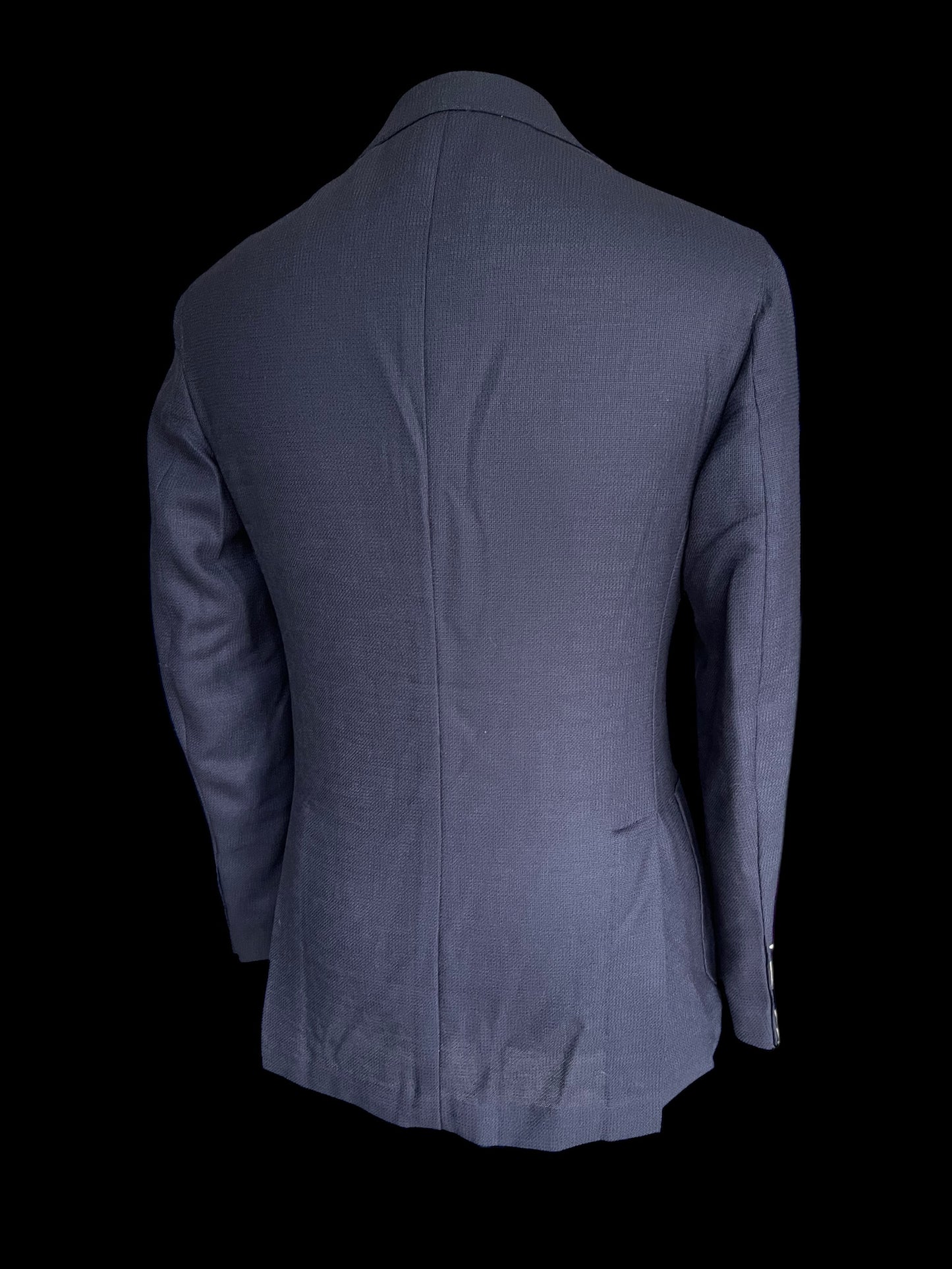 Natalino Sport Jacket 38” Mock Leno Hopsack Wool Navy Blue RRP £470