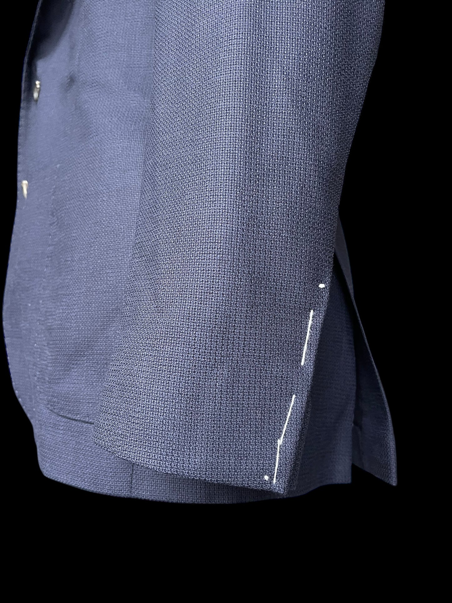 Natalino Sport Jacket 38” Mock Leno Hopsack Wool Navy Blue RRP £470