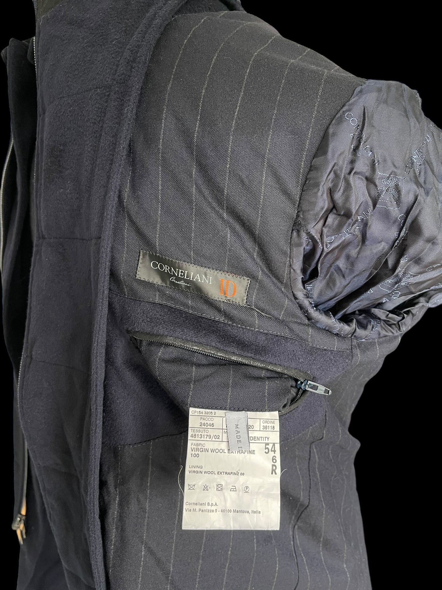 Corneliani Overcoat 54R / UK44 Navy Bib Front Extrafine Wool