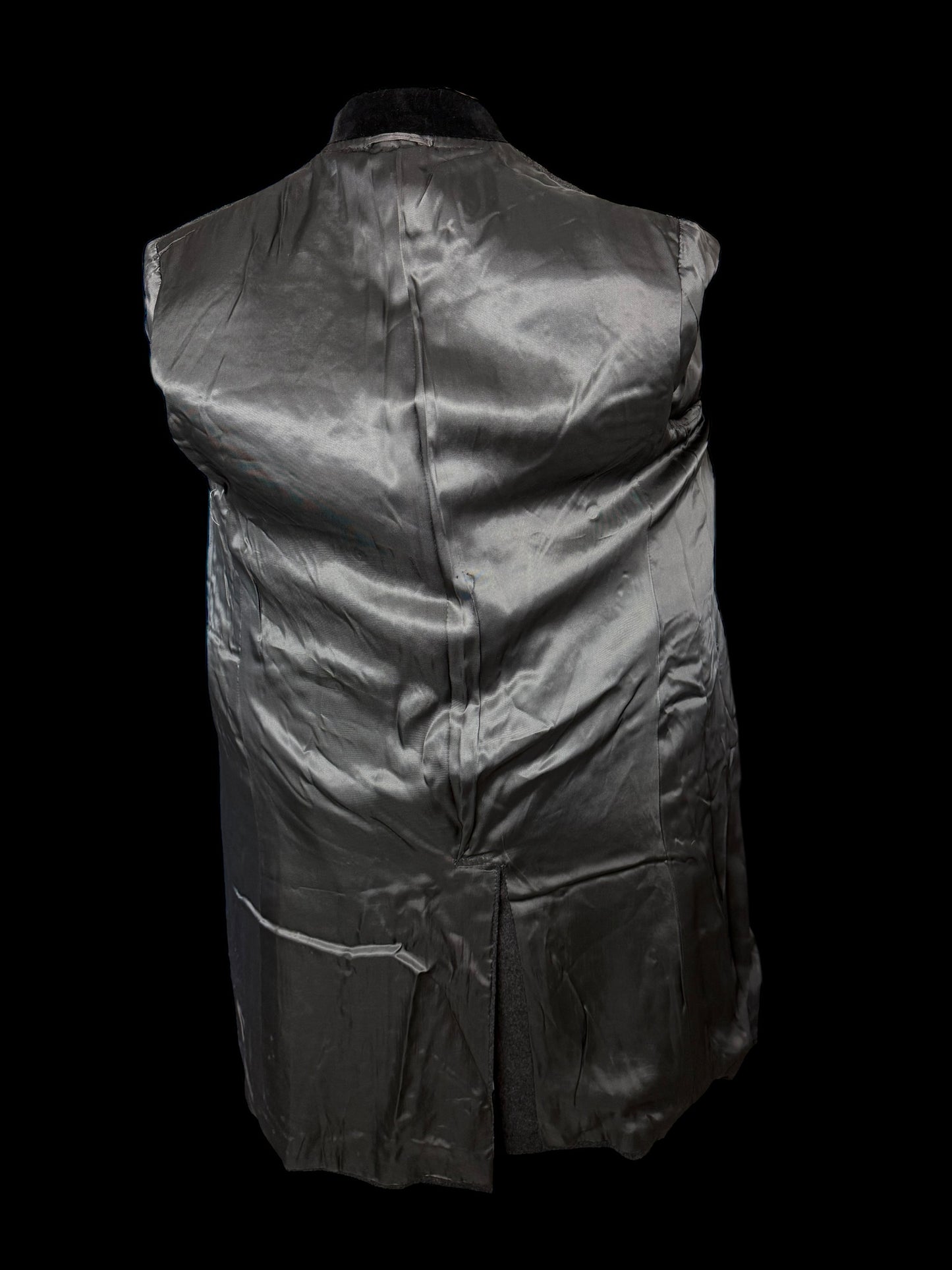 Men’s Bespoke Flannel Overcoat 42” Grey Wool Cashmere Velvet Collar