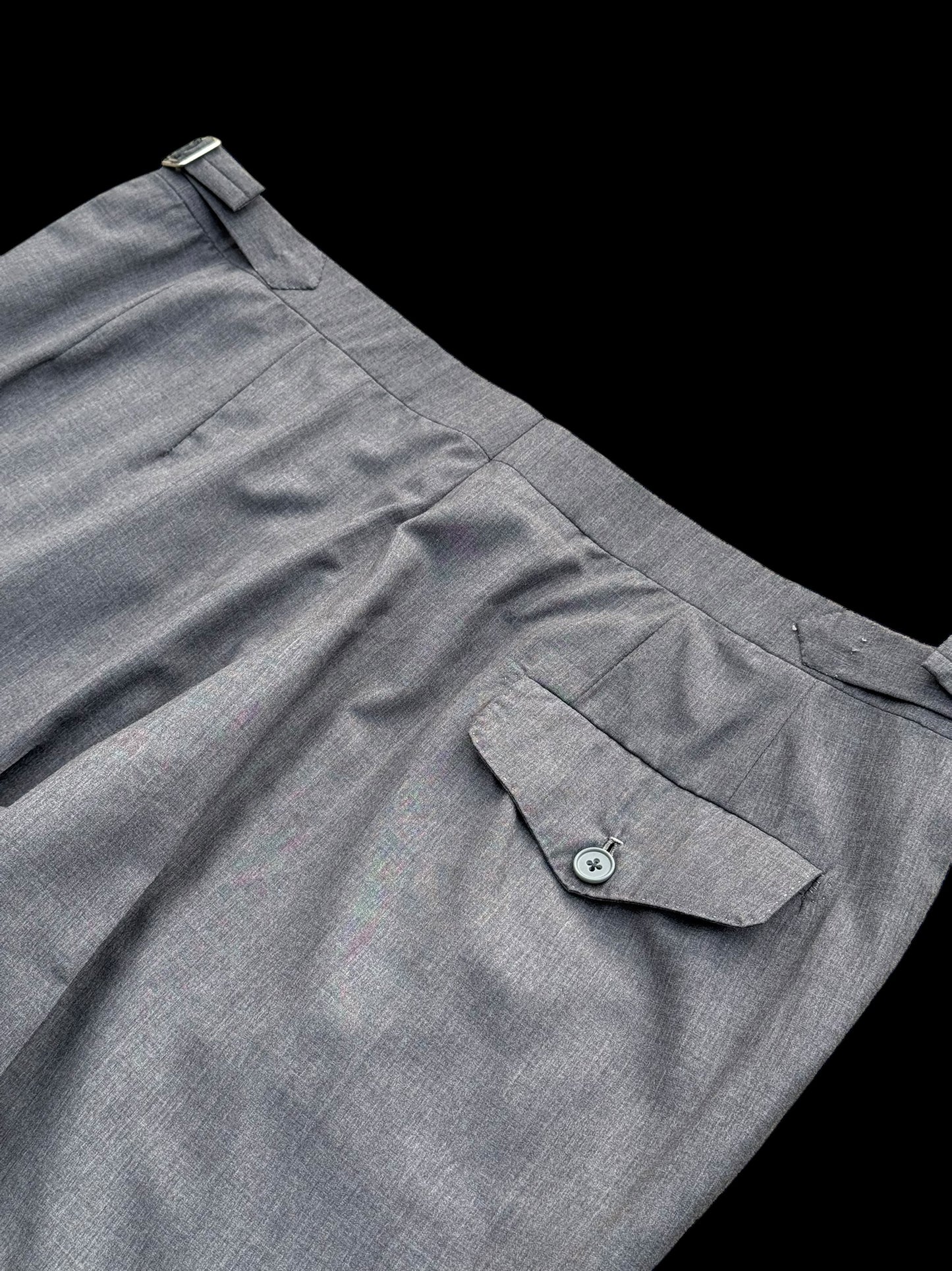 Bespoke Kent & Haste Savile Row Grey Suit Trousers W36” Superfine Wool