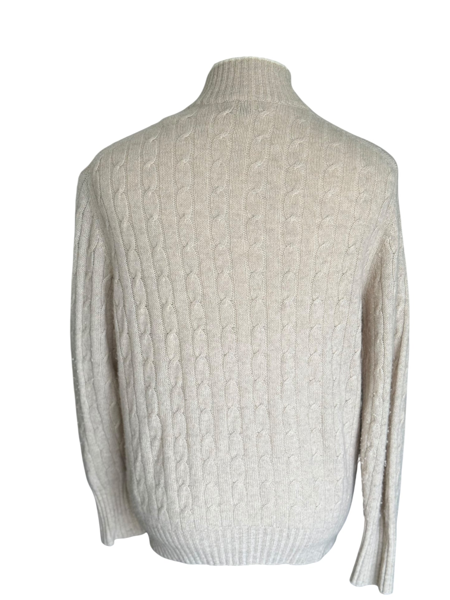 Men’s N. Peal Cashmere Cardigan Beige Cable Knit Size Large AW22